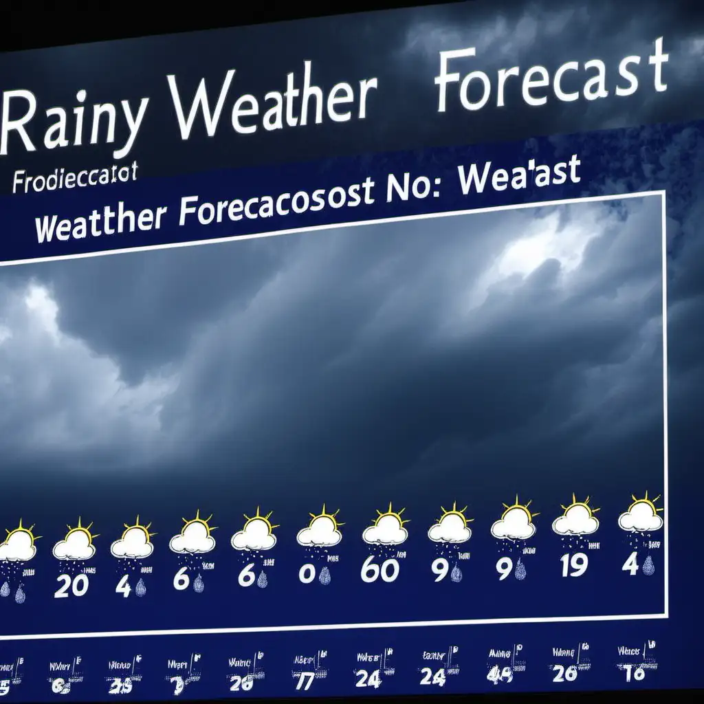 display of weather forecast predicting rainy weather, no words