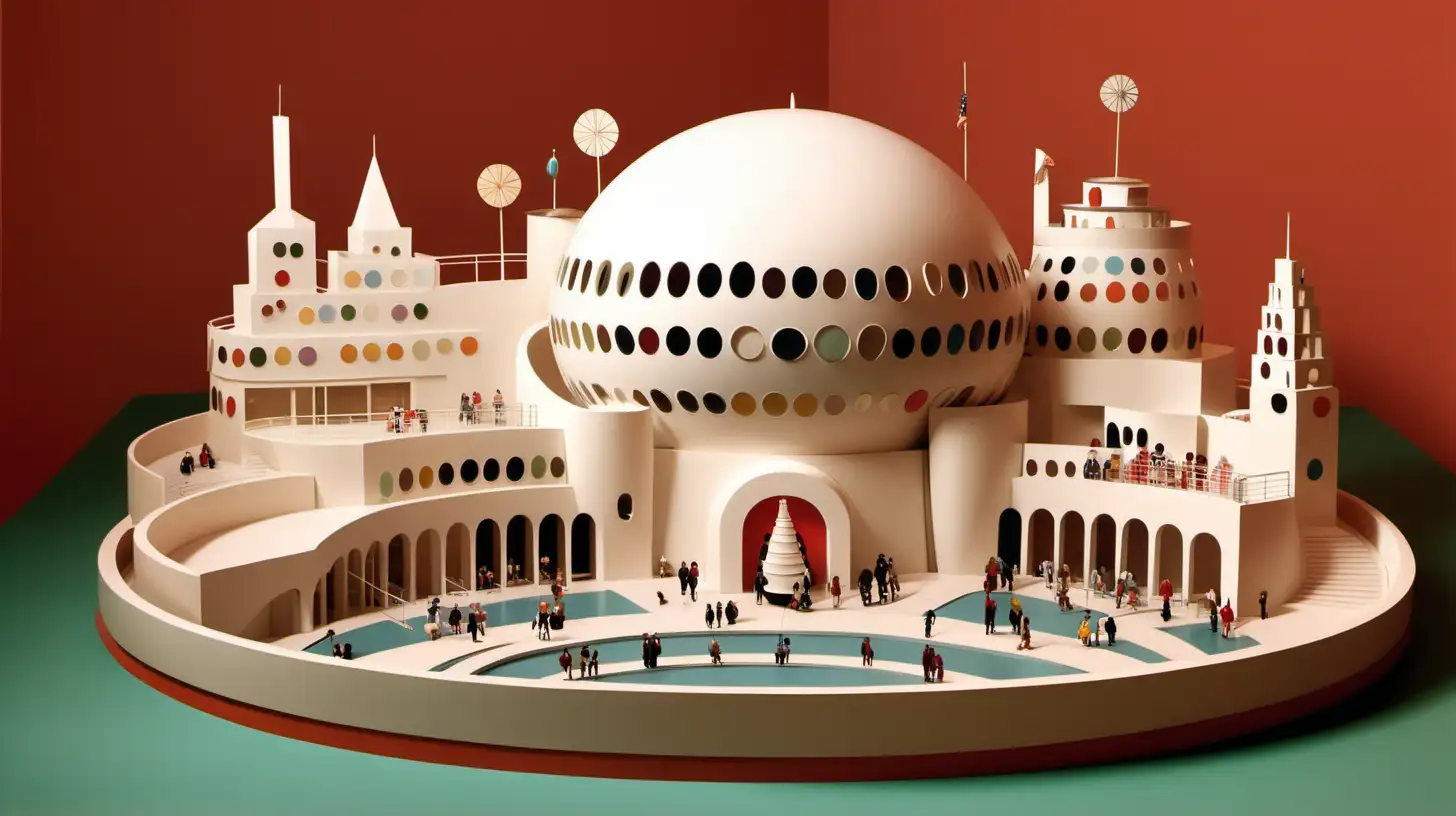 guggenheim musem in the style of disney's 1960s it's a small world