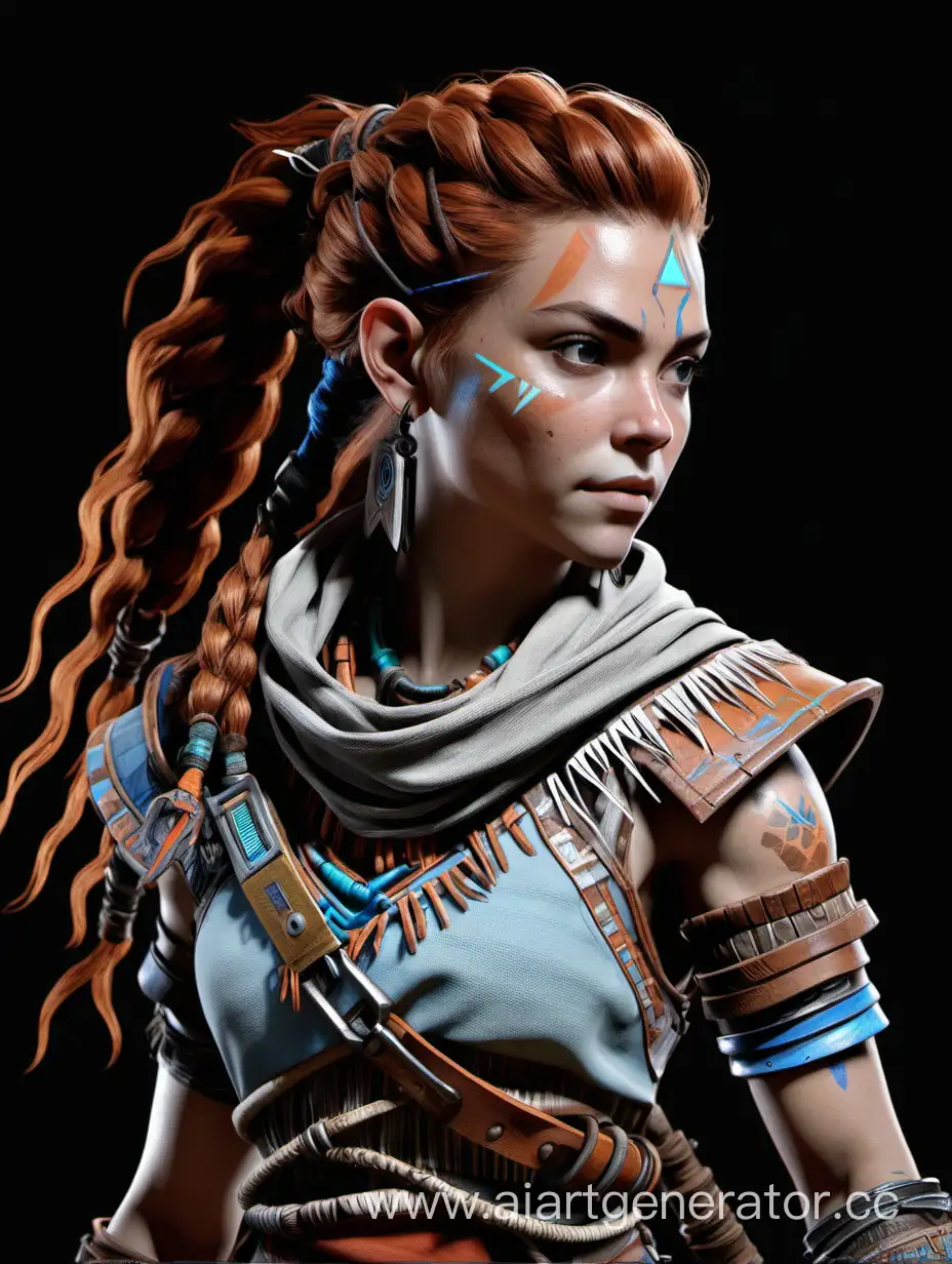 Aloy-from-Horizon-Game-on-Dramatic-Black-Background