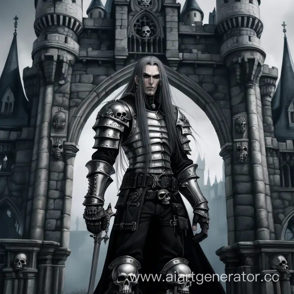Mysterious-Gothic-Knight-with-Piercing-Gaze-Stands-Before-Ancient-Castle