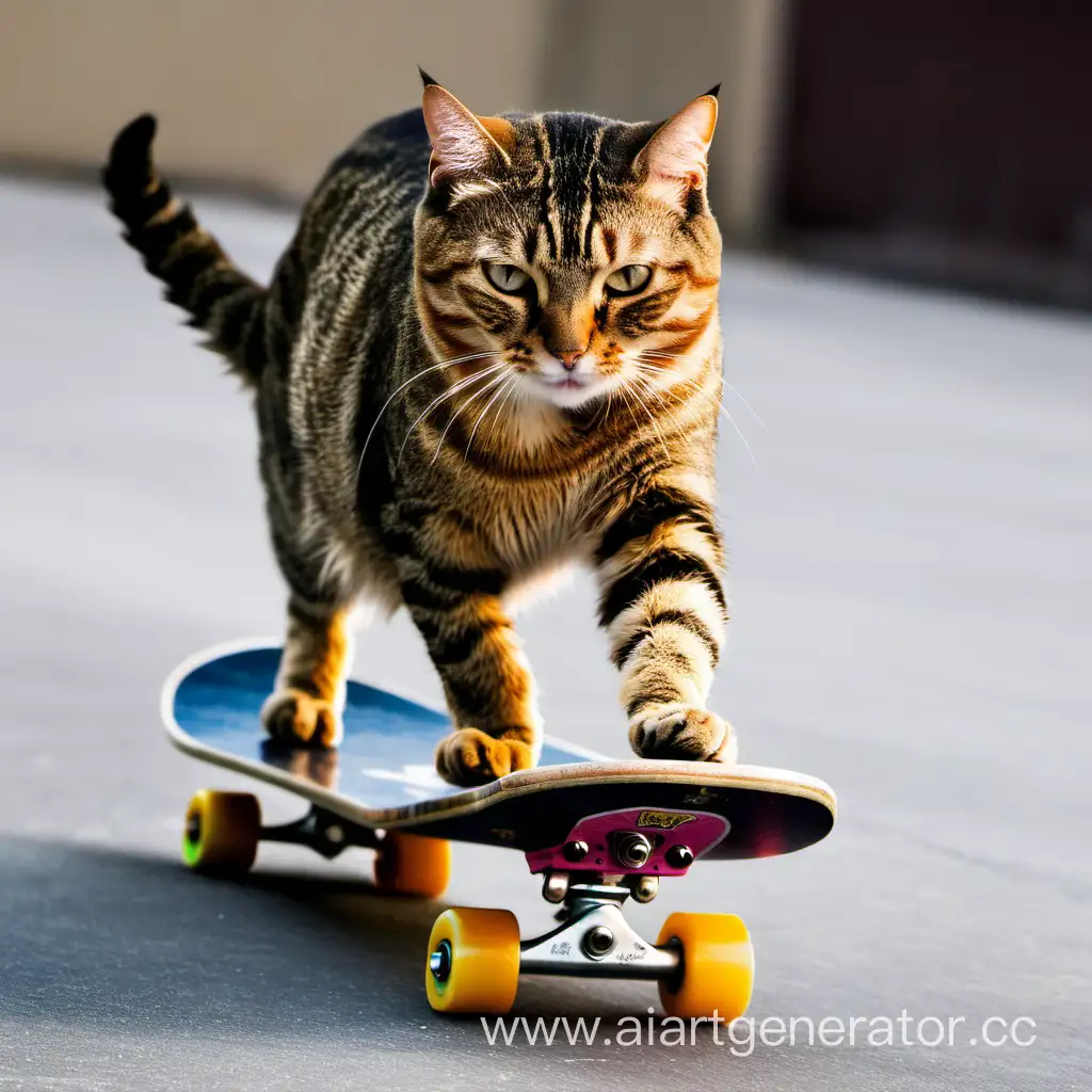 Кот скейтбордист