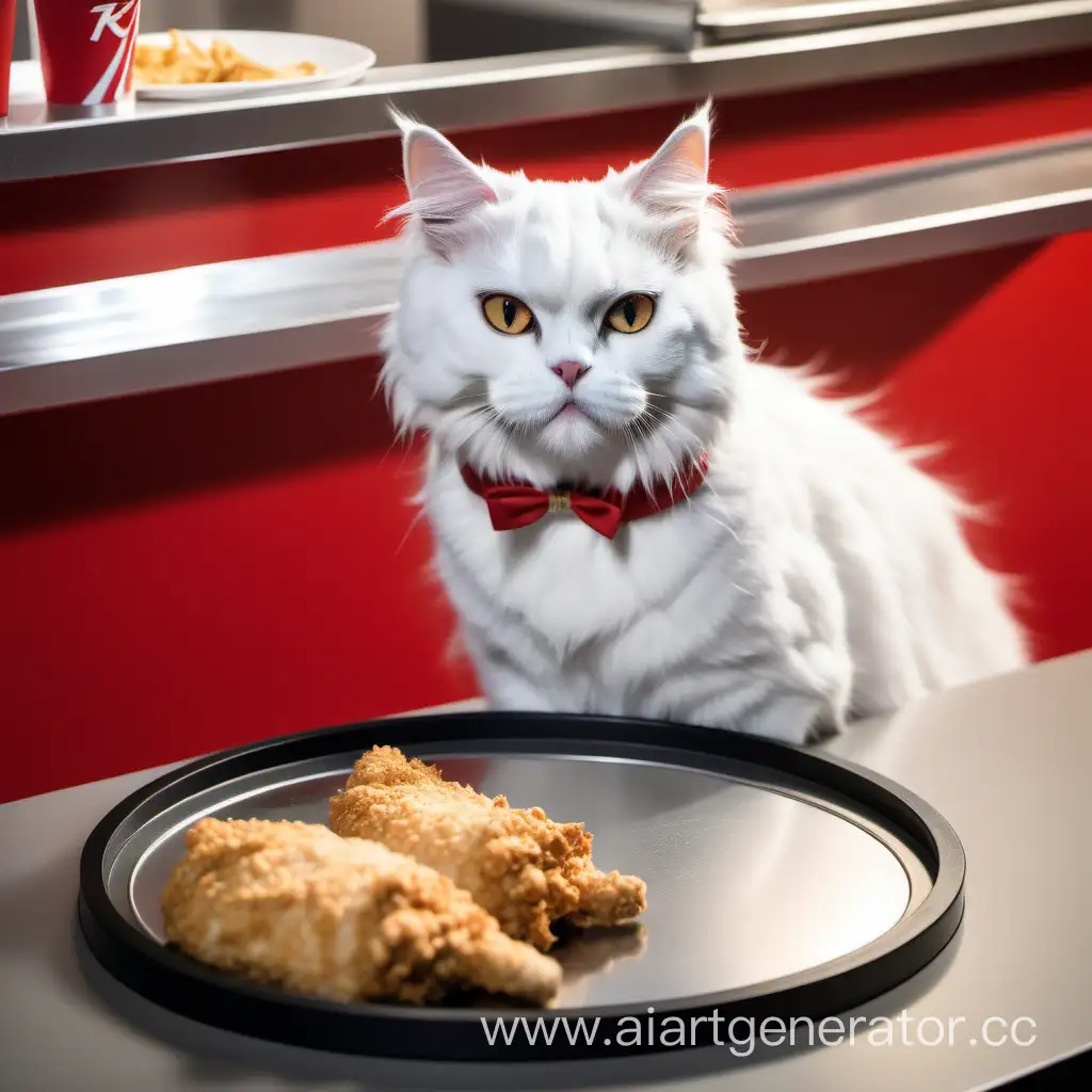 кот роняет поднос в kfc