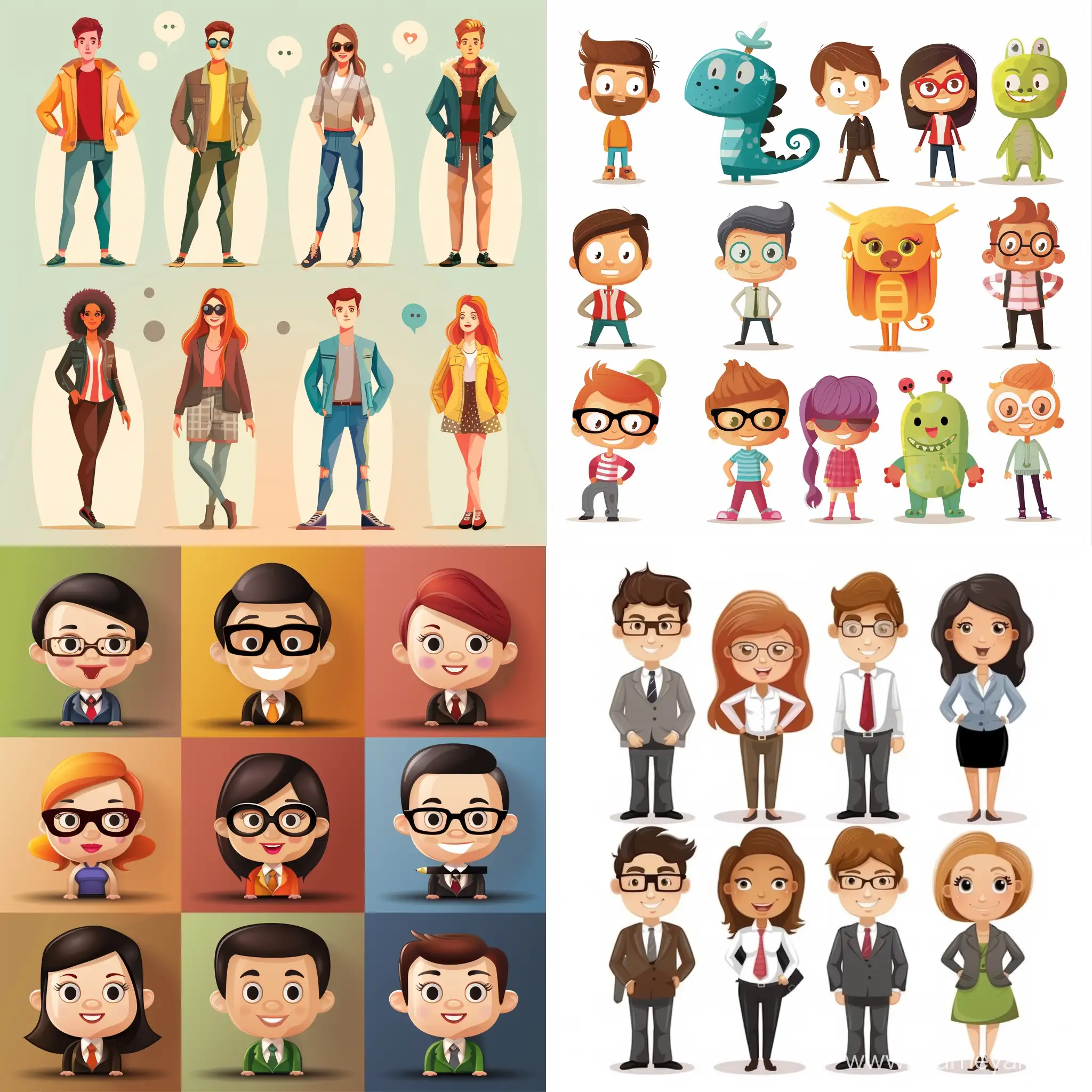 stock characters, in vector style