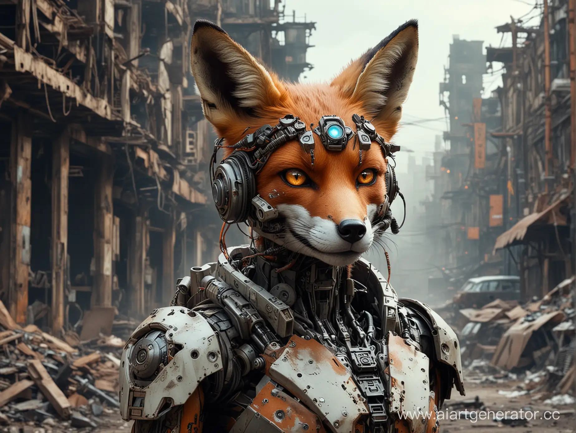 Cyborg-Fox-in-PostApocalyptic-Landscape