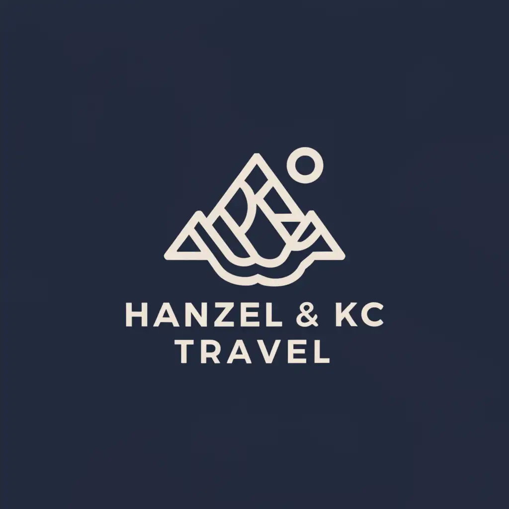 a logo design,with the text "Hanzel & KC Travel", main symbol:Mountain and Seas,Moderate,be used in Travel industry,clear background