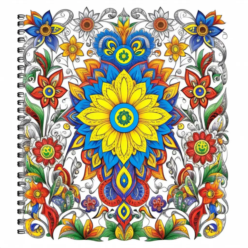 Vibrant Multicolor Cover Coloring Book Featuring Ukrainian Themes