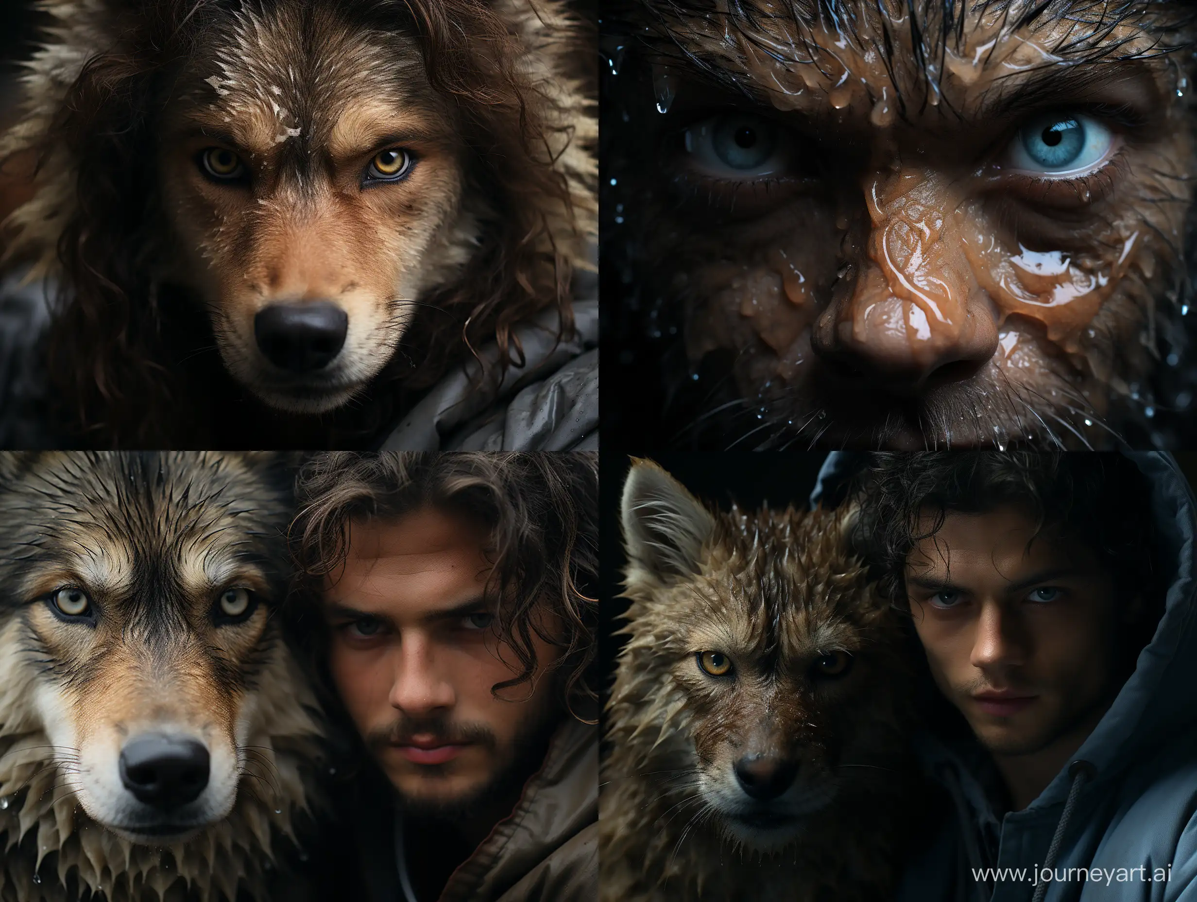 Realistic-HalfFace-Human-and-Wolf-Portrait
