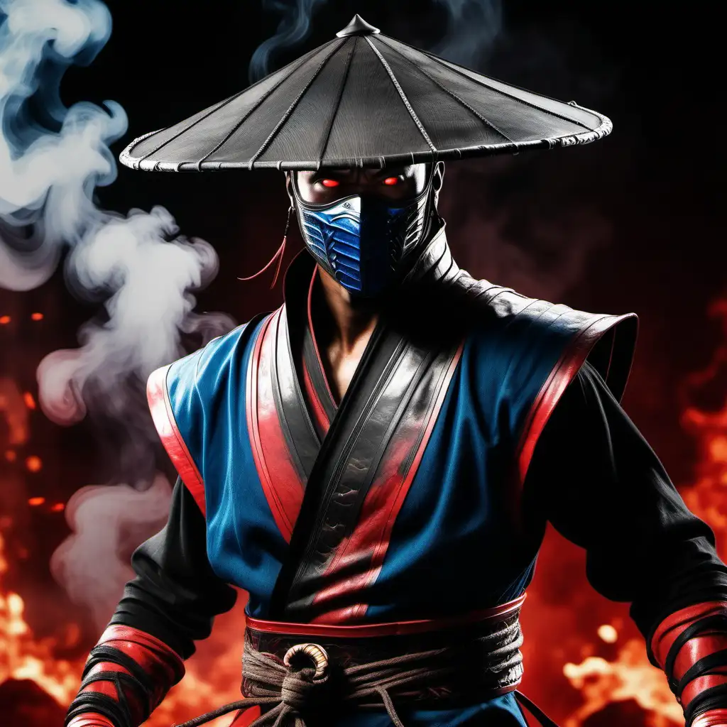 UltraRealistic 32K Technicolor Panorama Anthropomorphic Mortal Kombat Character The Amazing Kung Lao in Hellish Ambiance