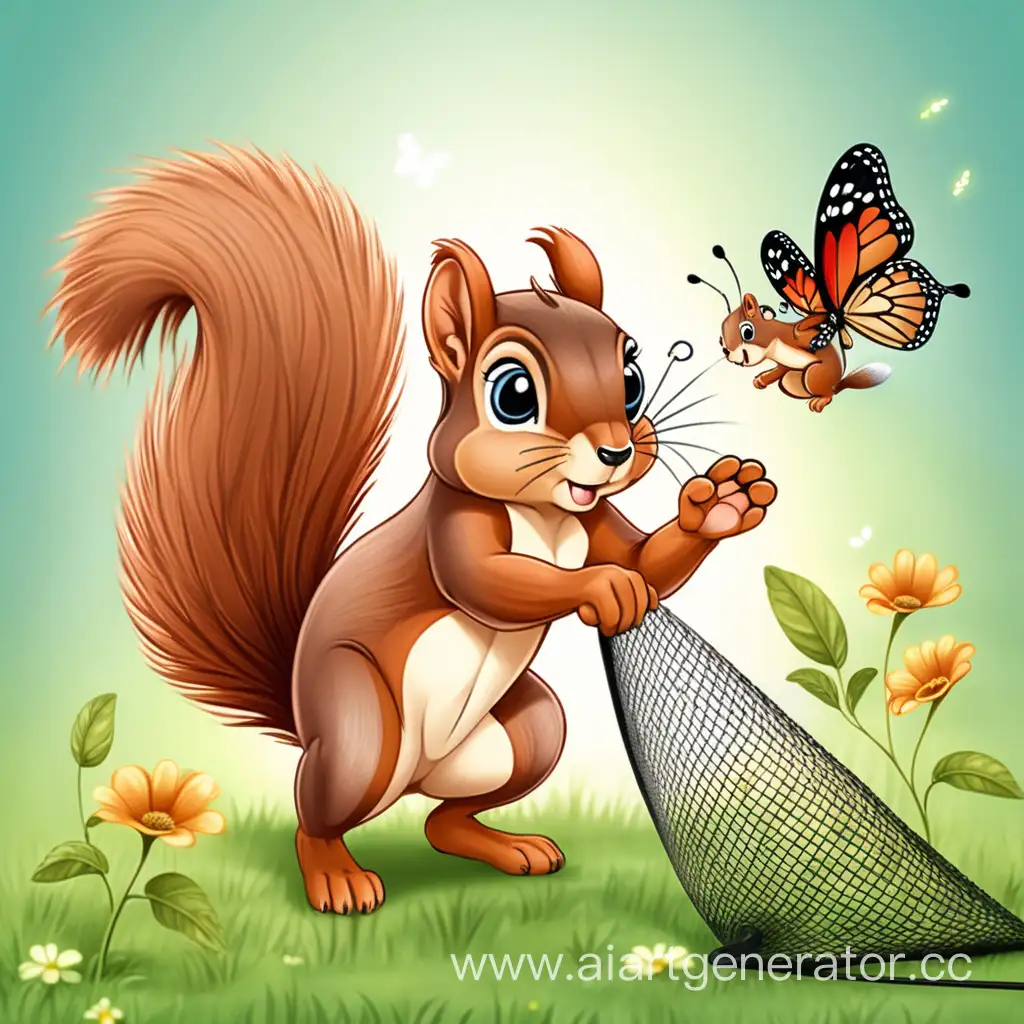 Playful-Squirrel-Catching-a-Beautiful-Butterfly