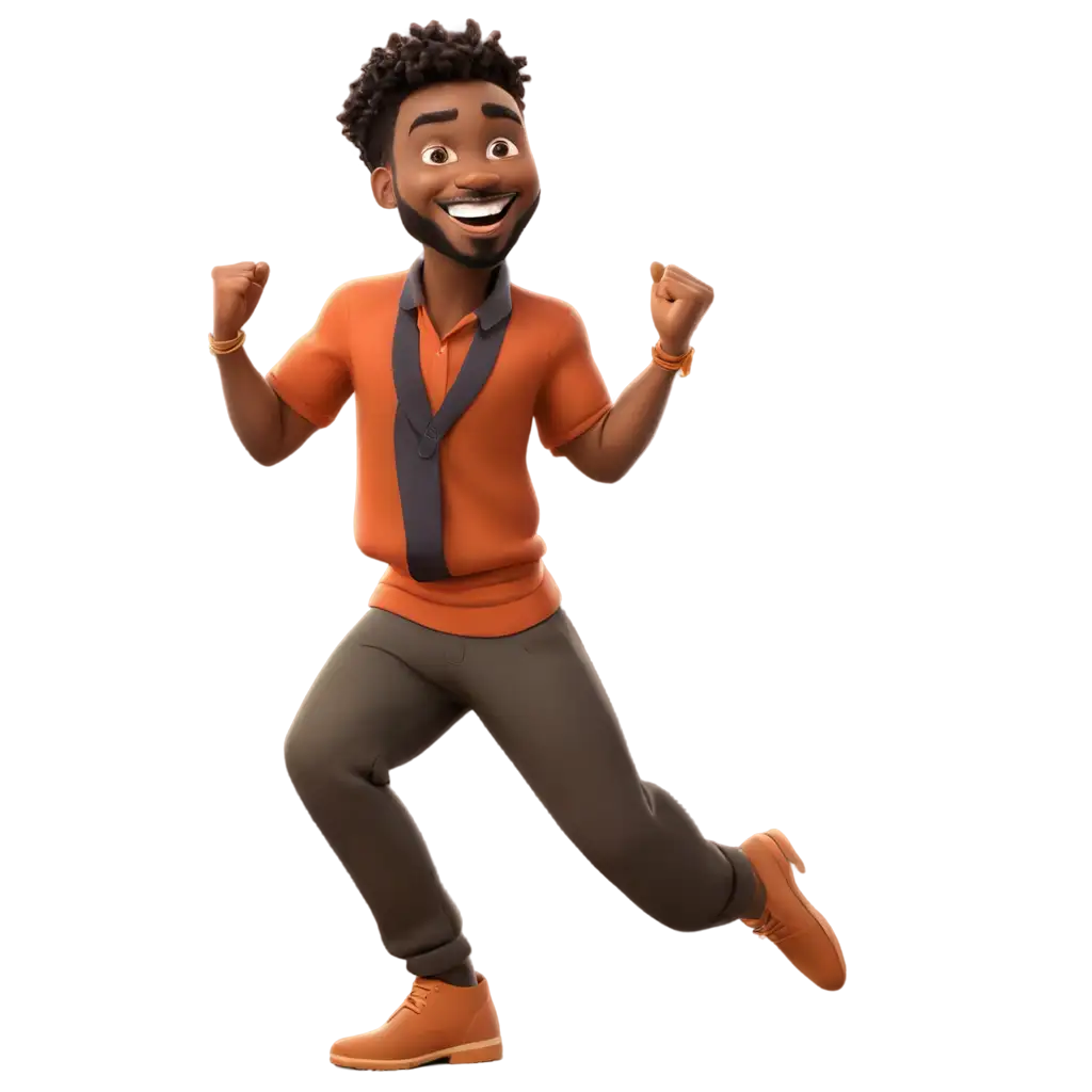 emoji style cartoon African man dancing with a funny facial expression, 