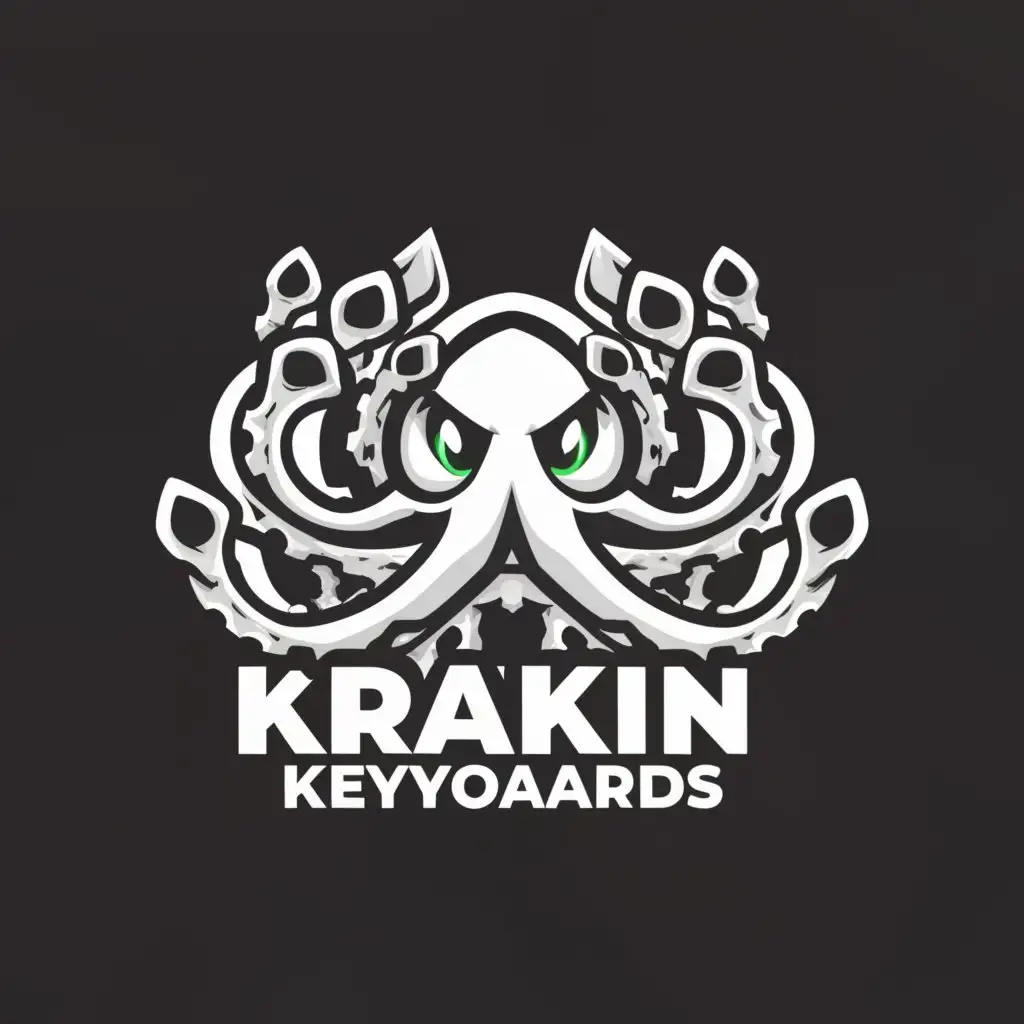 a logo design,with the text "Krakin Keyboards", main symbol:Kraken,Moderate,clear background
