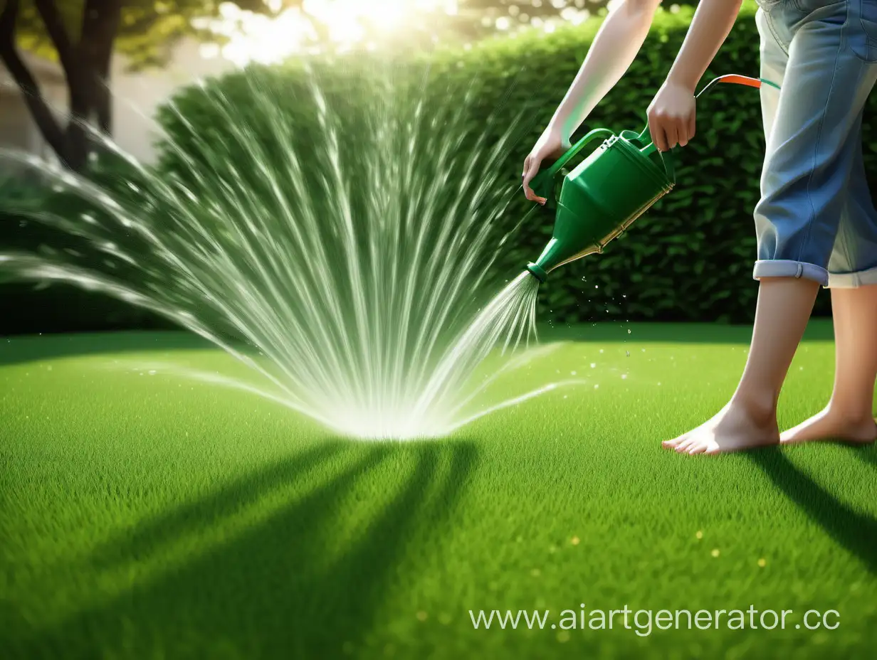Serene-Moment-Realistic-Scene-of-Watering-the-Lawn