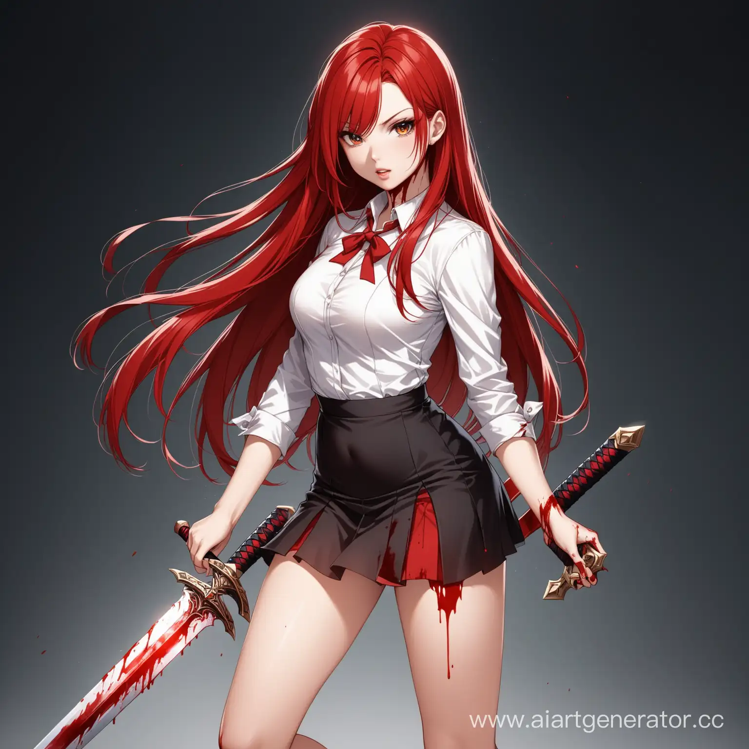 Seductive-RedHaired-Woman-Wielding-a-Bloody-Sword