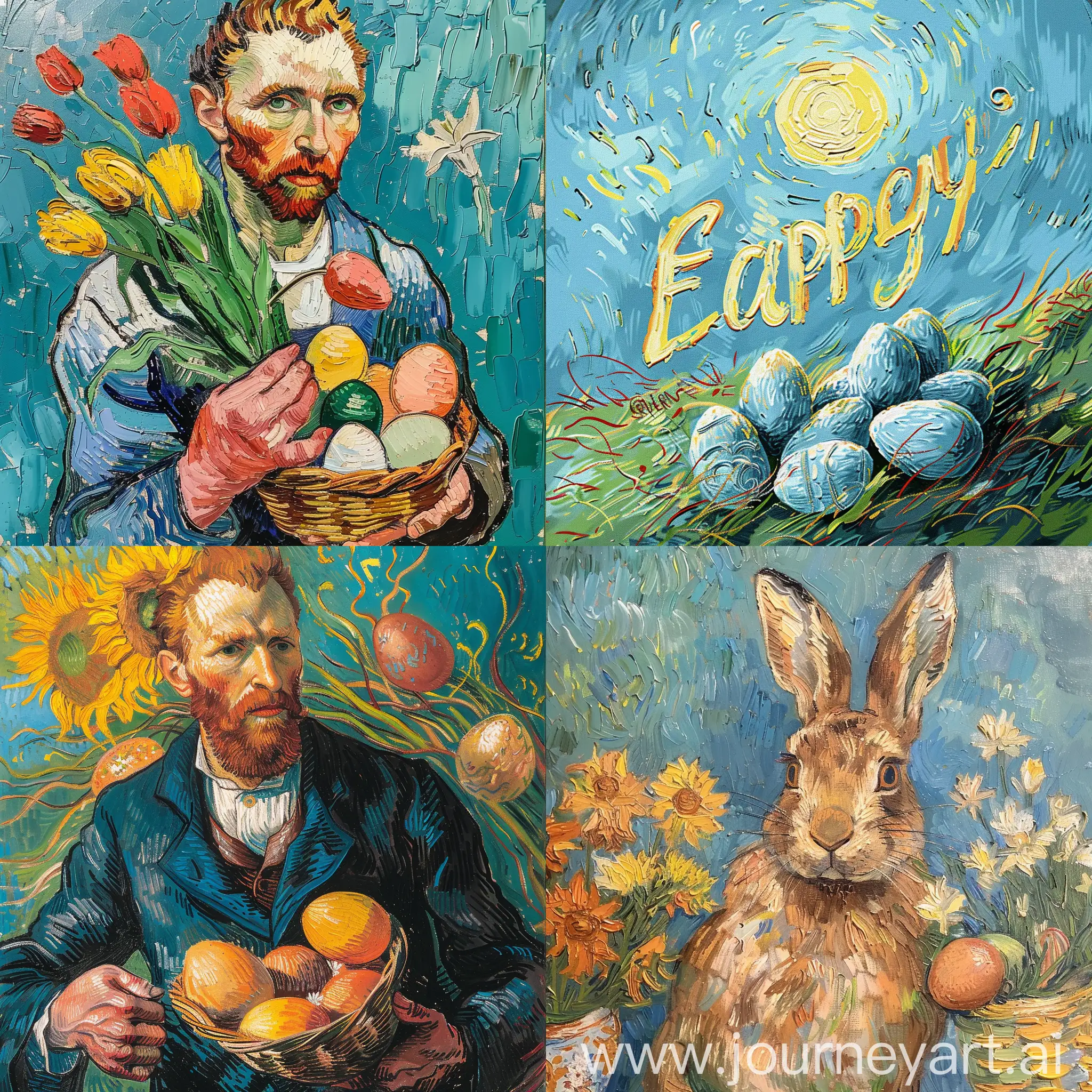 Happy Easter in the style of Van Gogh,