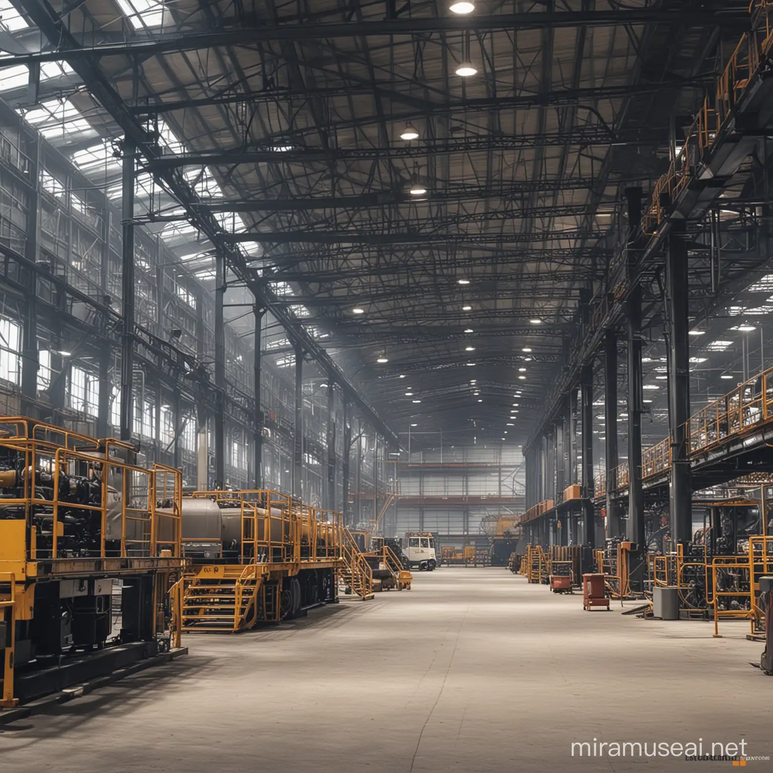 Industrial Production Site with Advanced Machinery and Workers in Action