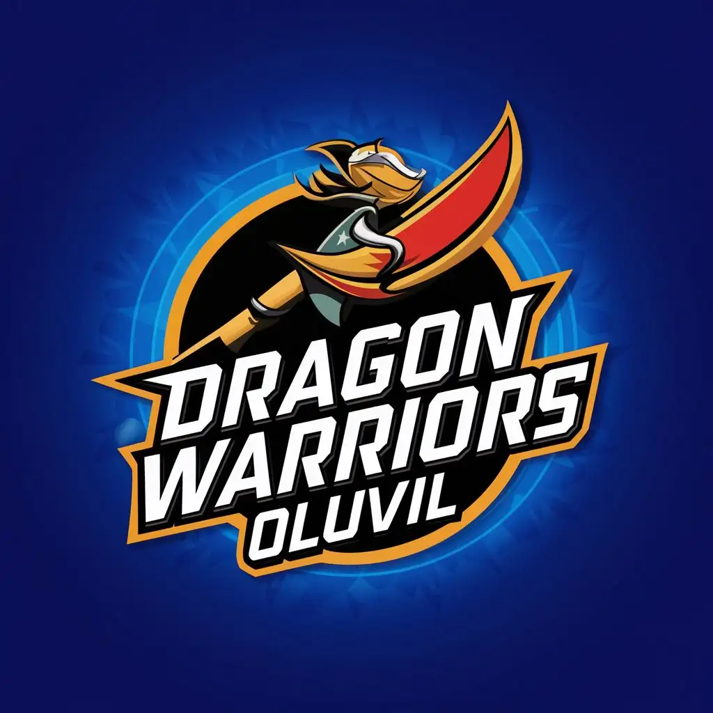 logo, Cricket, with the text "DRAGON Warriors OLUVIL", typography