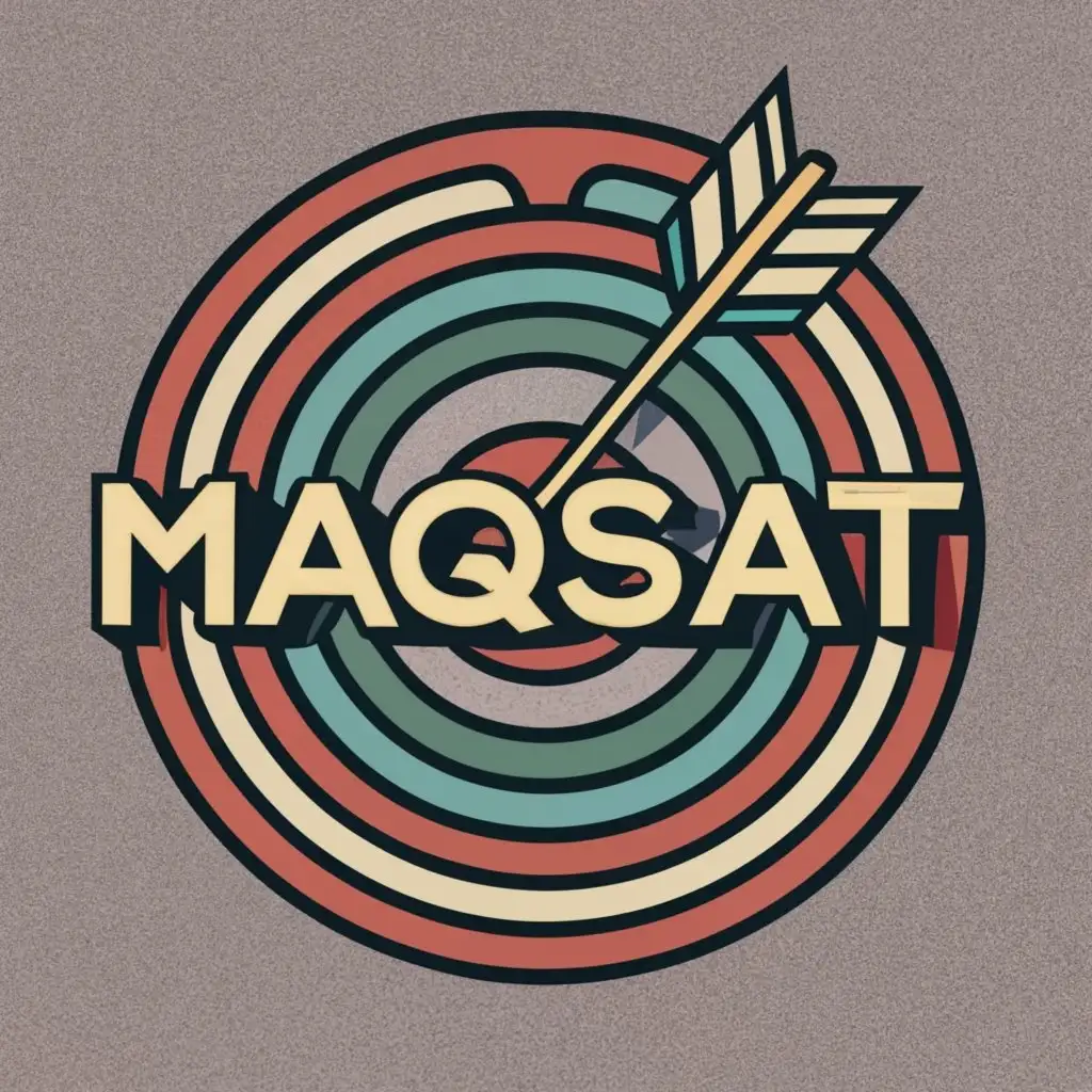 logo, Purpose, target, word in center, with the text "MAQSAT", typography, be used in Education industry,