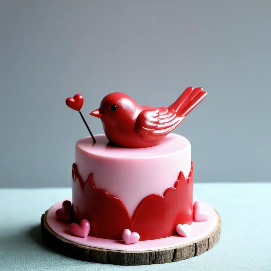 Romantic ResinCrafted Lovebirds Cake for Valentines Day
