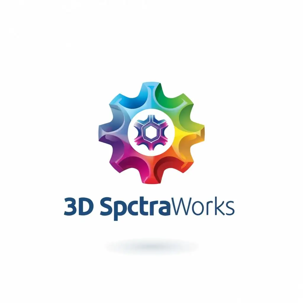 LOGO-Design-for-3D-Spectraworks-Rainbow-Gear-Emblem-with-Modern-and-Clear-Aesthetic-for-Retail-Branding