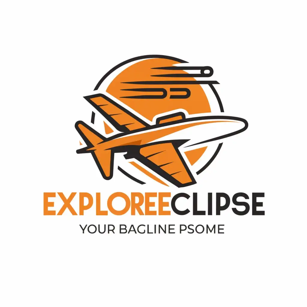a logo design,with the text "exploreeclipse", main symbol:plane ,Moderate,be used in Travel industry,clear background