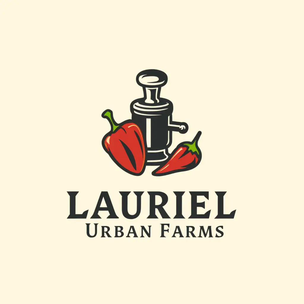 a logo design,with the text "Laurel Urban Farms", main symbol:heirloom peppers, hot sauce,Moderate,clear background