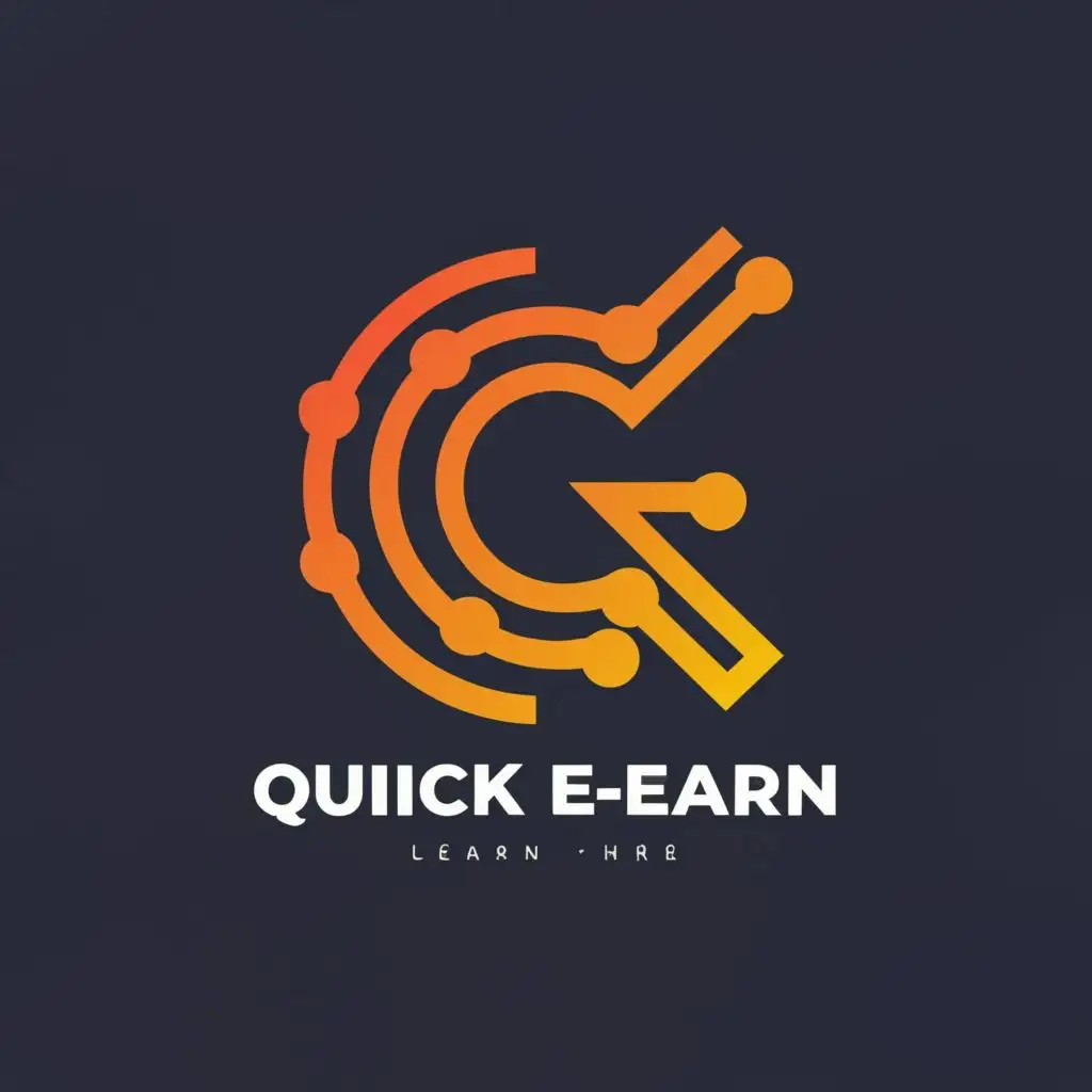 logo, Q, with the text "Quick e-Learn", typography, be used in Technology industry