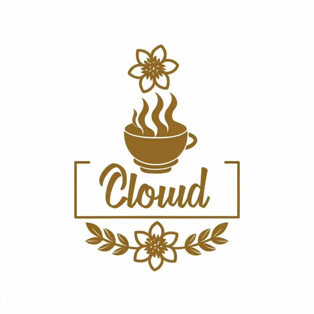 logo, Coffee and flowers, with the text "Cloud", typography, be used in Restaurant industry