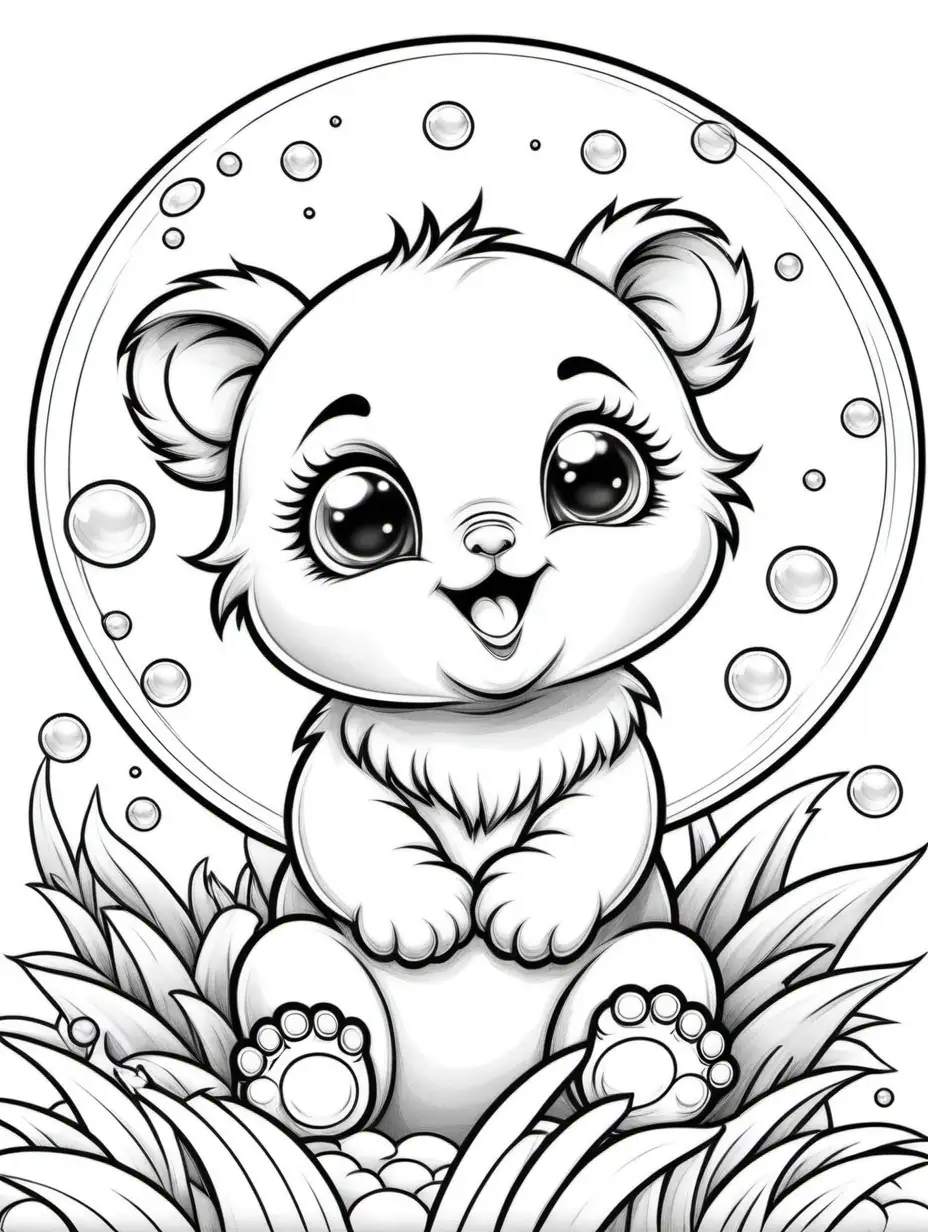Adorable Bubble Baby Animals Coloring Pages for Creative Fun
