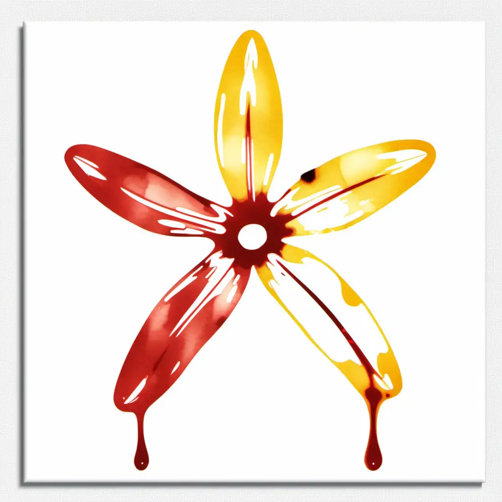 /imagine prompt pastel watercolor Wishbone Flower, washed out color,,YELLOW,red, blood red clipart on a white background andy warhol inspired --tile
