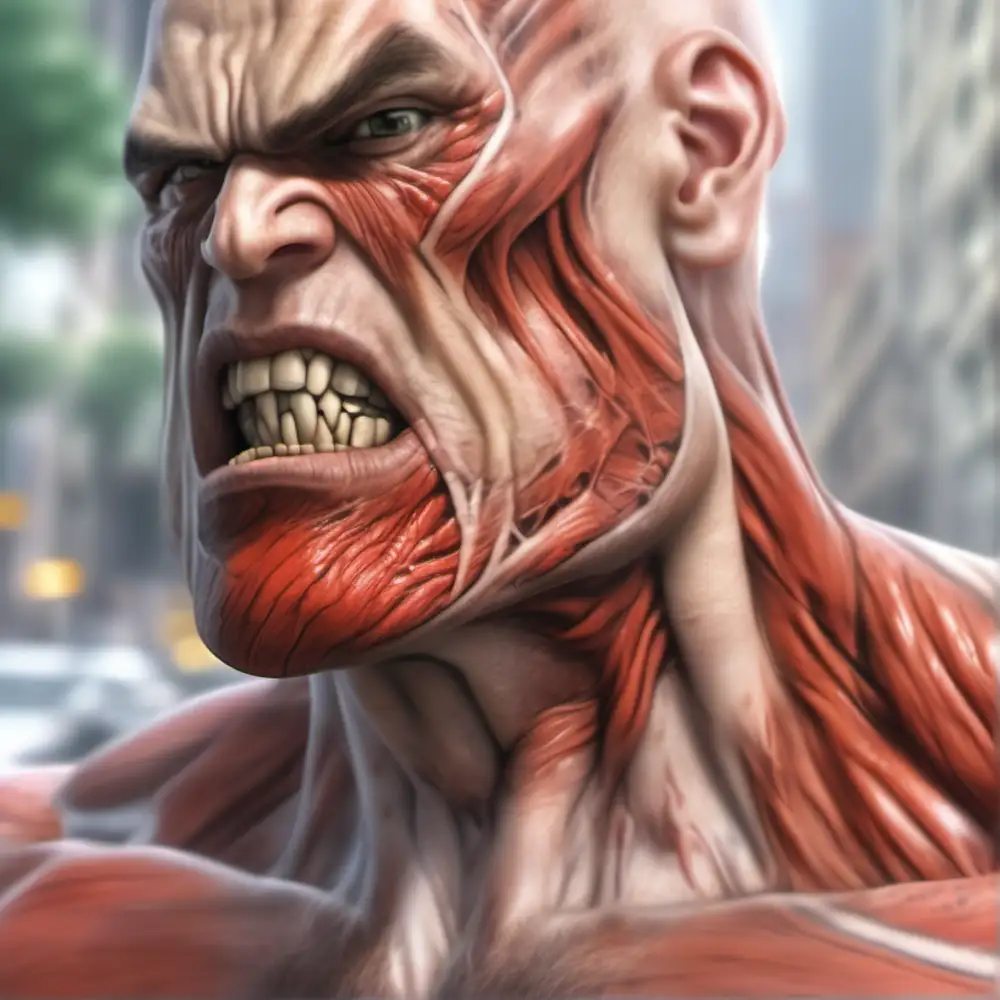 Angry Male Human Anatomy HyperRealistic Muscle Tissue Display
