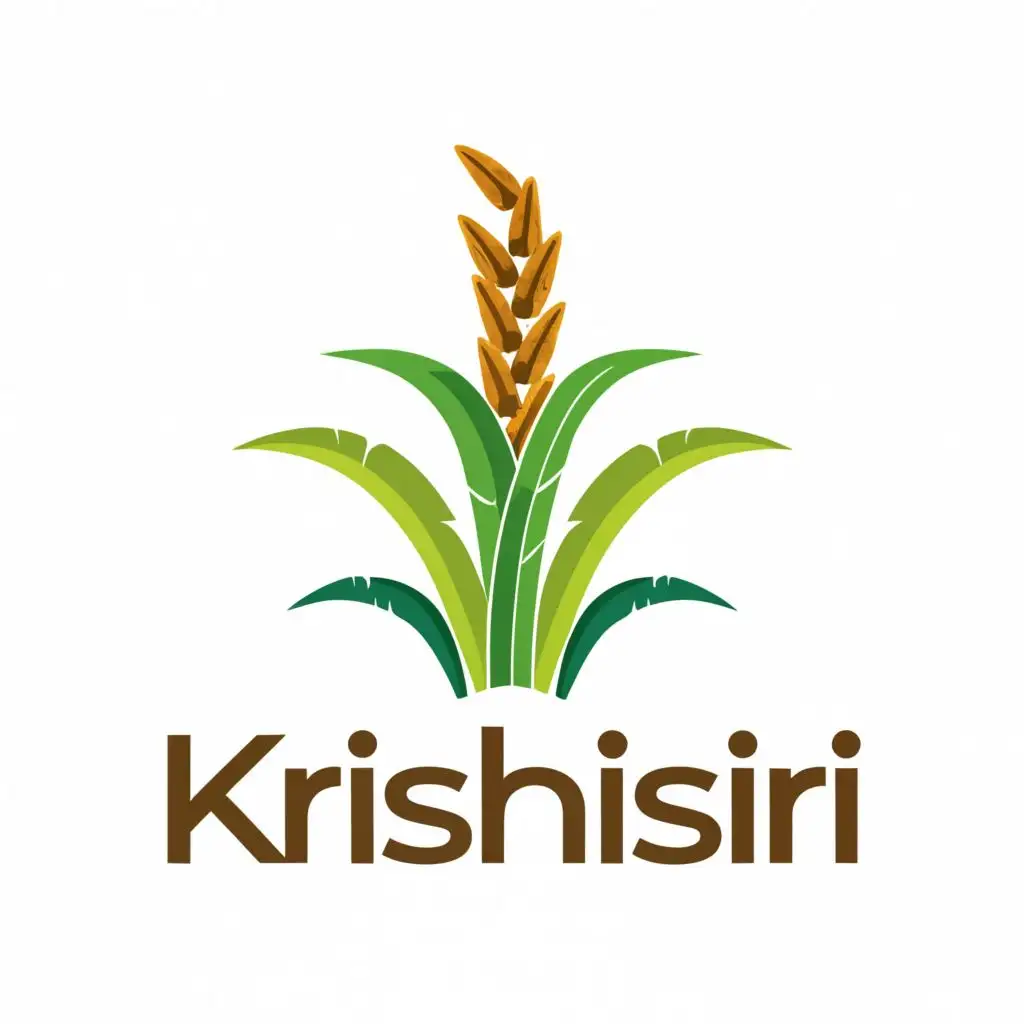 logo, Rice plant, with the text "Krishisiri", typography