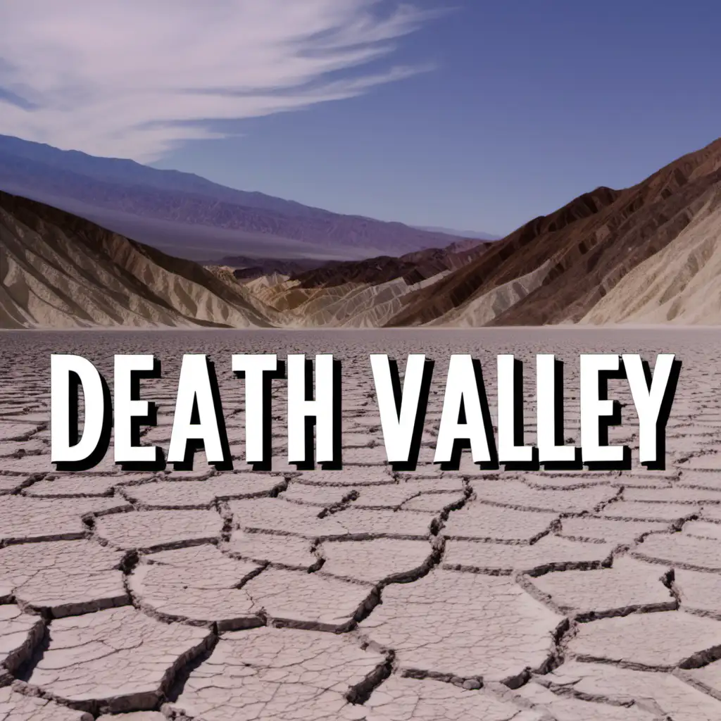 Youtube thumbnail that can be used for a video that showcasing various parts of Death Valley. 
