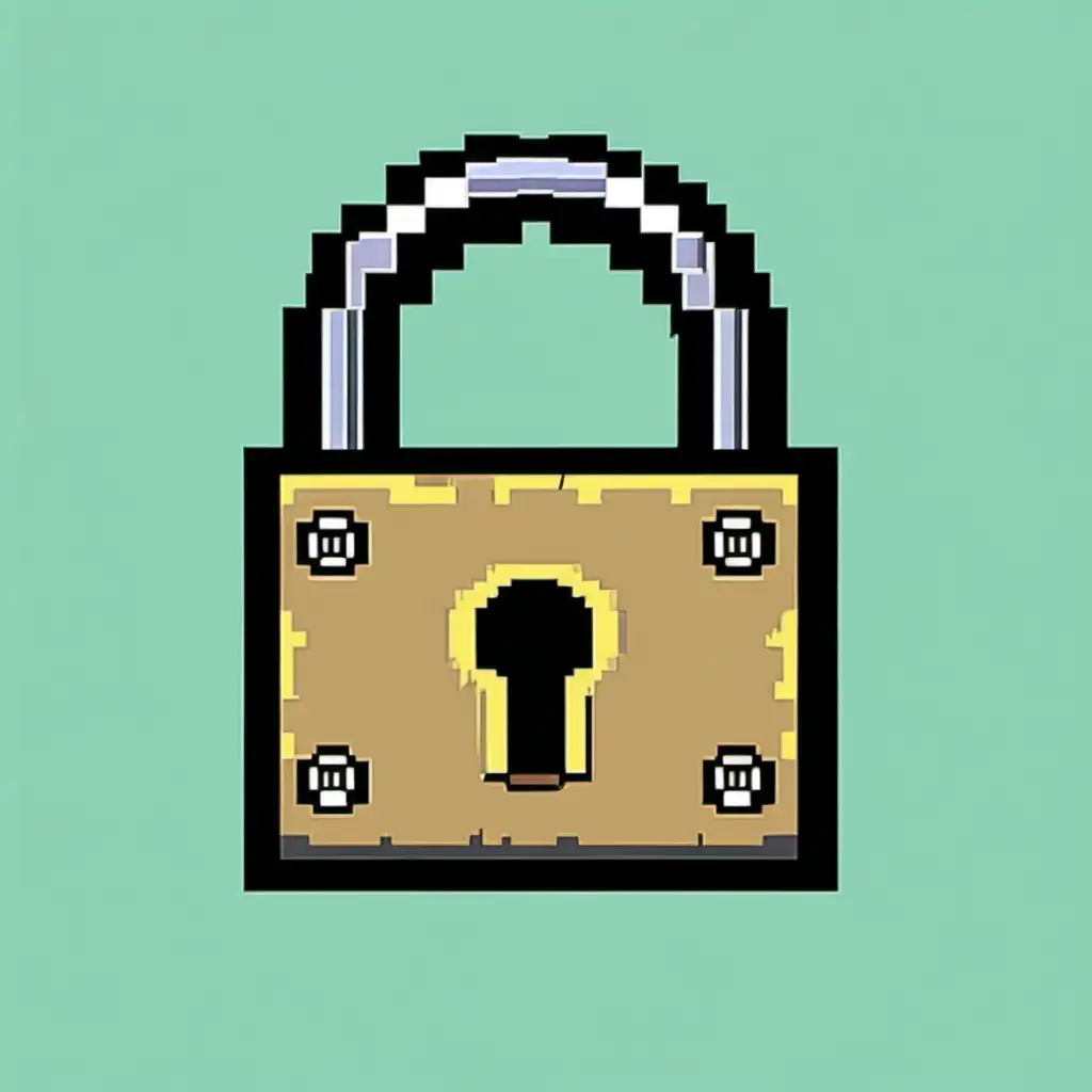 a picture of a padlock in the style of 8 bit graphics