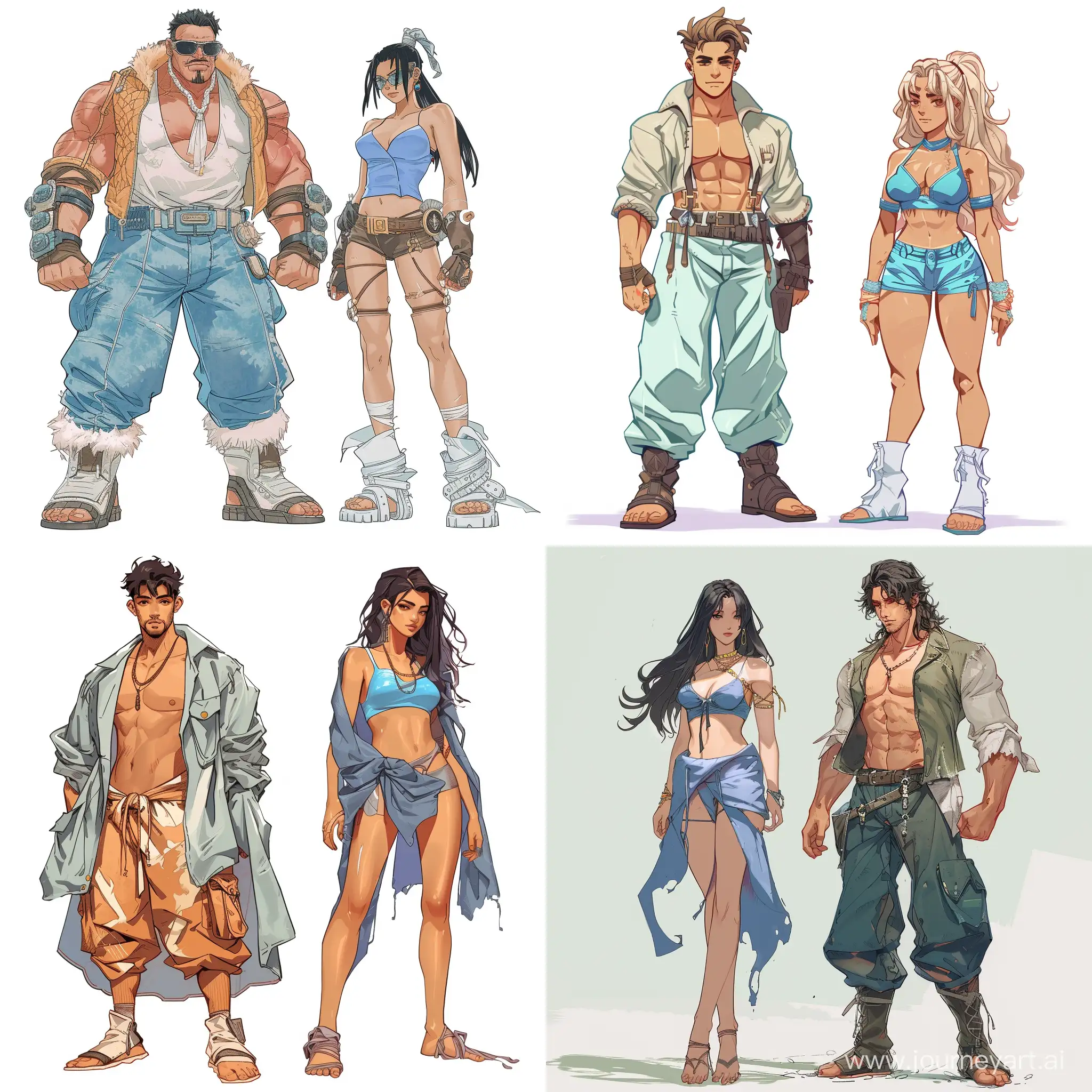 Vega-Heroic-Fantasy-Warrior-and-Wahou-Companion-in-Blue-Manga-Style-Character-Designs