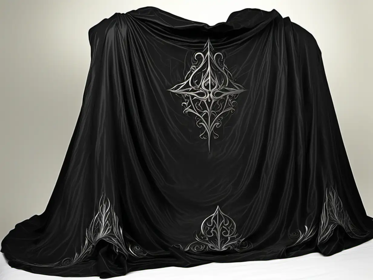 black cloak of balduran, magic cloak, fantasy, bed