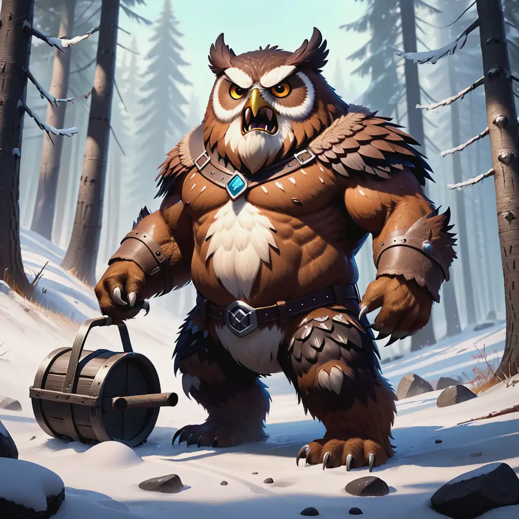 Fierce Owlbear Guarding Ancient Barrow Entrance