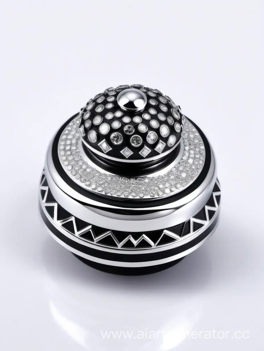 Zamac Perfume decorative ornamental long cap, metallizing finish black and white round diamond on top