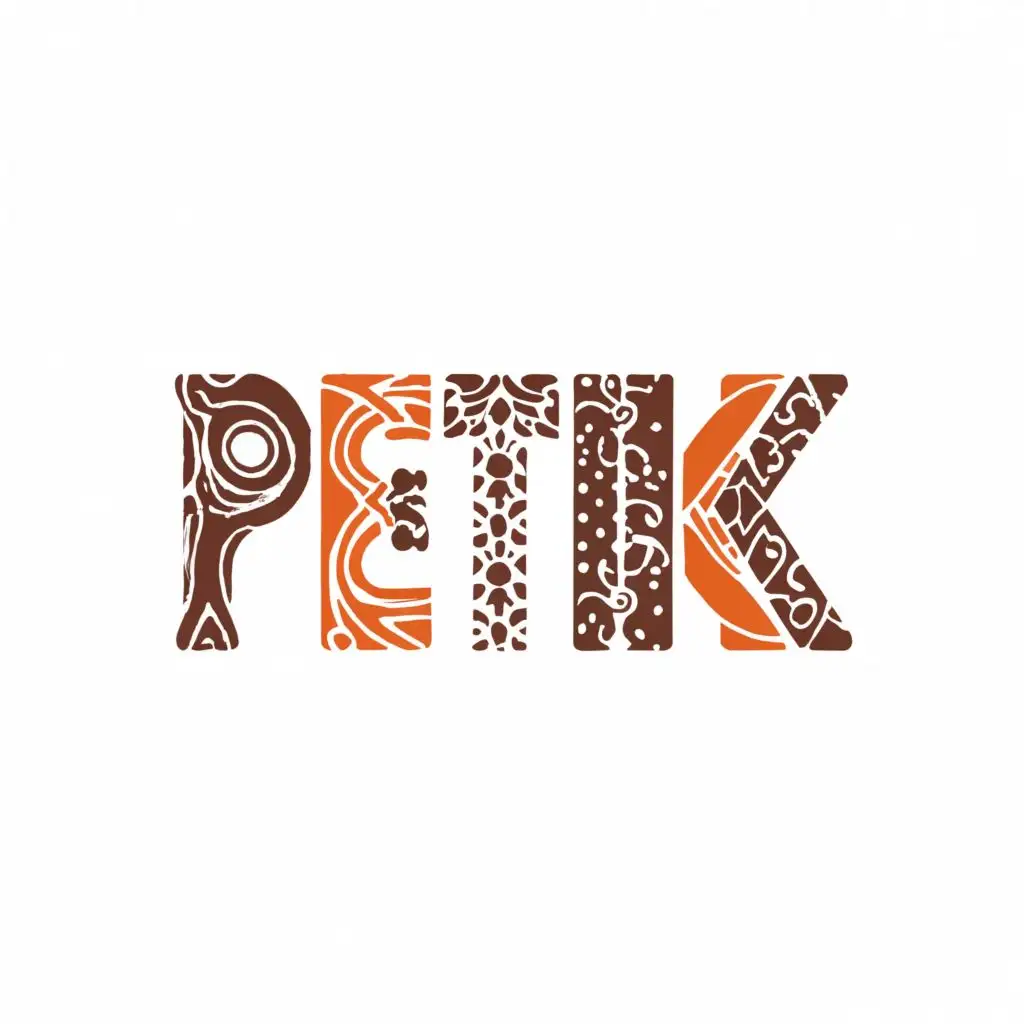a logo design,with the text ""Petik" skirt and outerwear made from East Java batik fabric", main symbol:batik motif of East Java, batik skirt, batik outer shirt, word 'petik' modern fashion, white background,complex,clear background