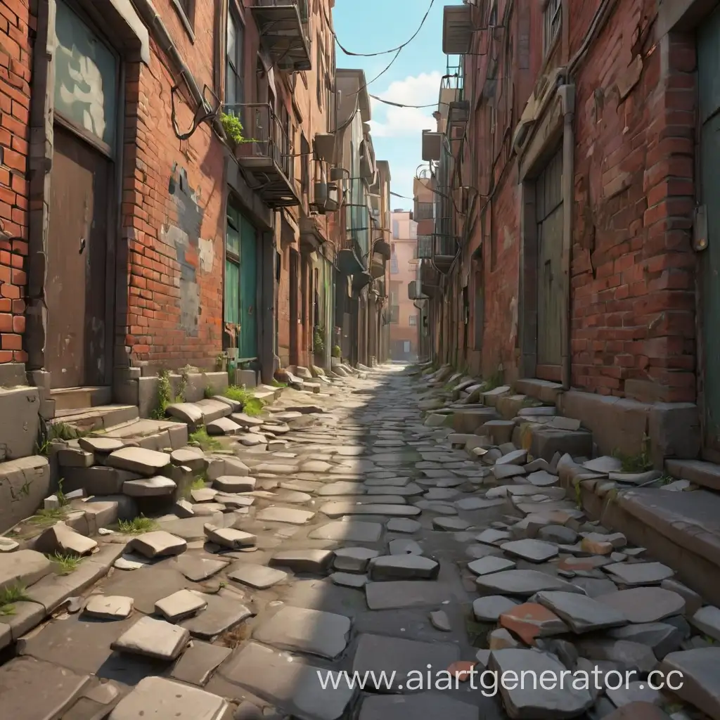 Whimsical-3D-Alley-Scene-with-Cartoonish-Elements