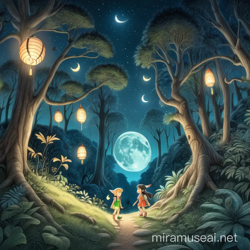Anime Style Artwork Enchanted Forest Adventure with Companions