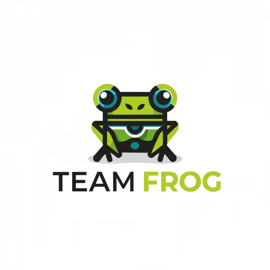 a logo design,with the text "Team Frog", main symbol:cartoon frog with robotics,Moderate,be used in Technology industry,clear background