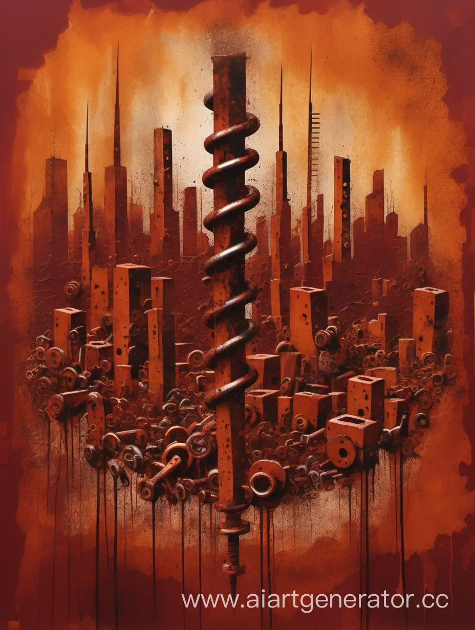 Abstract-Composition-of-Rusty-Bolts-in-Cityscape-Background