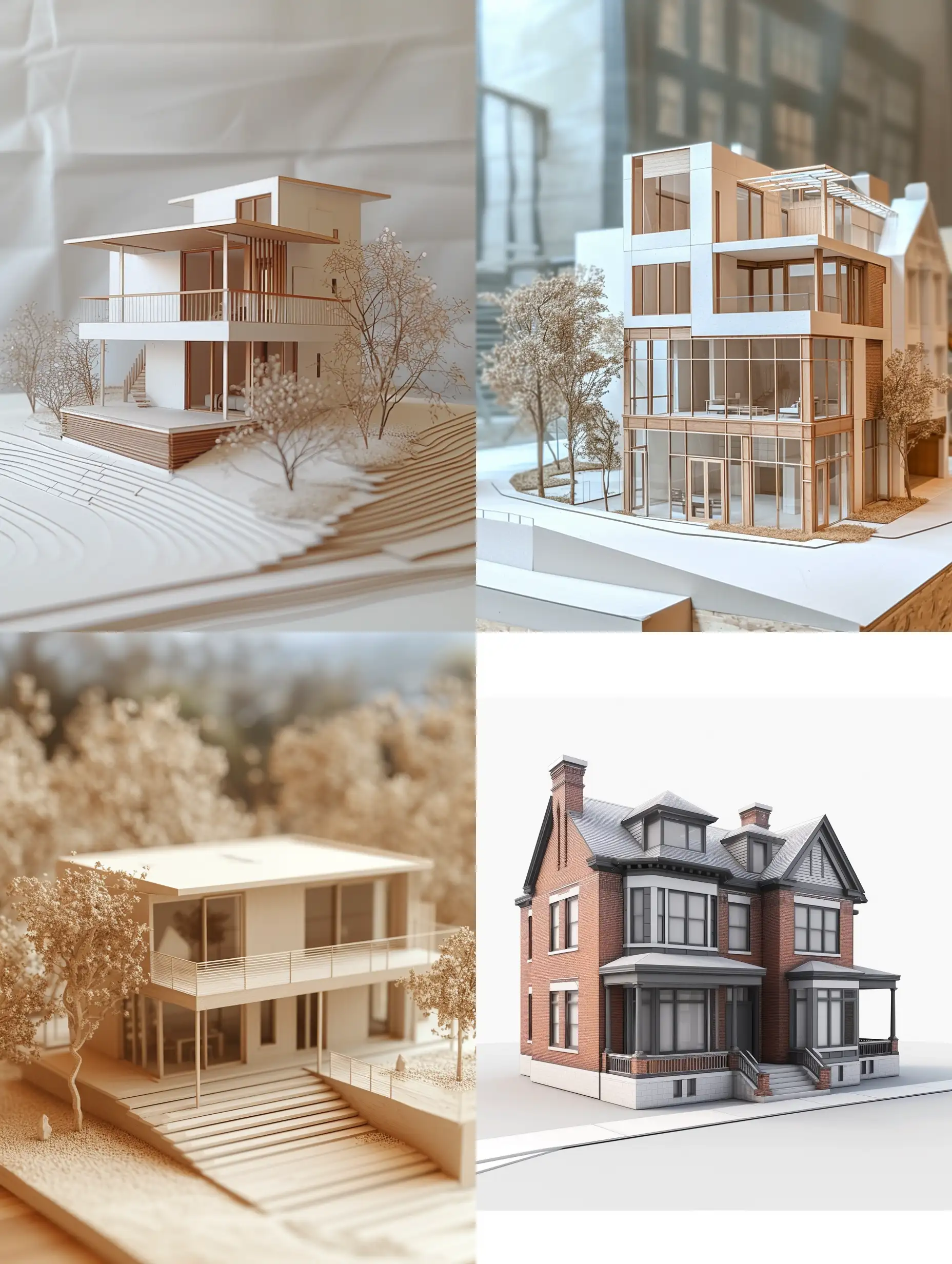 model of house before render near model of house after render
