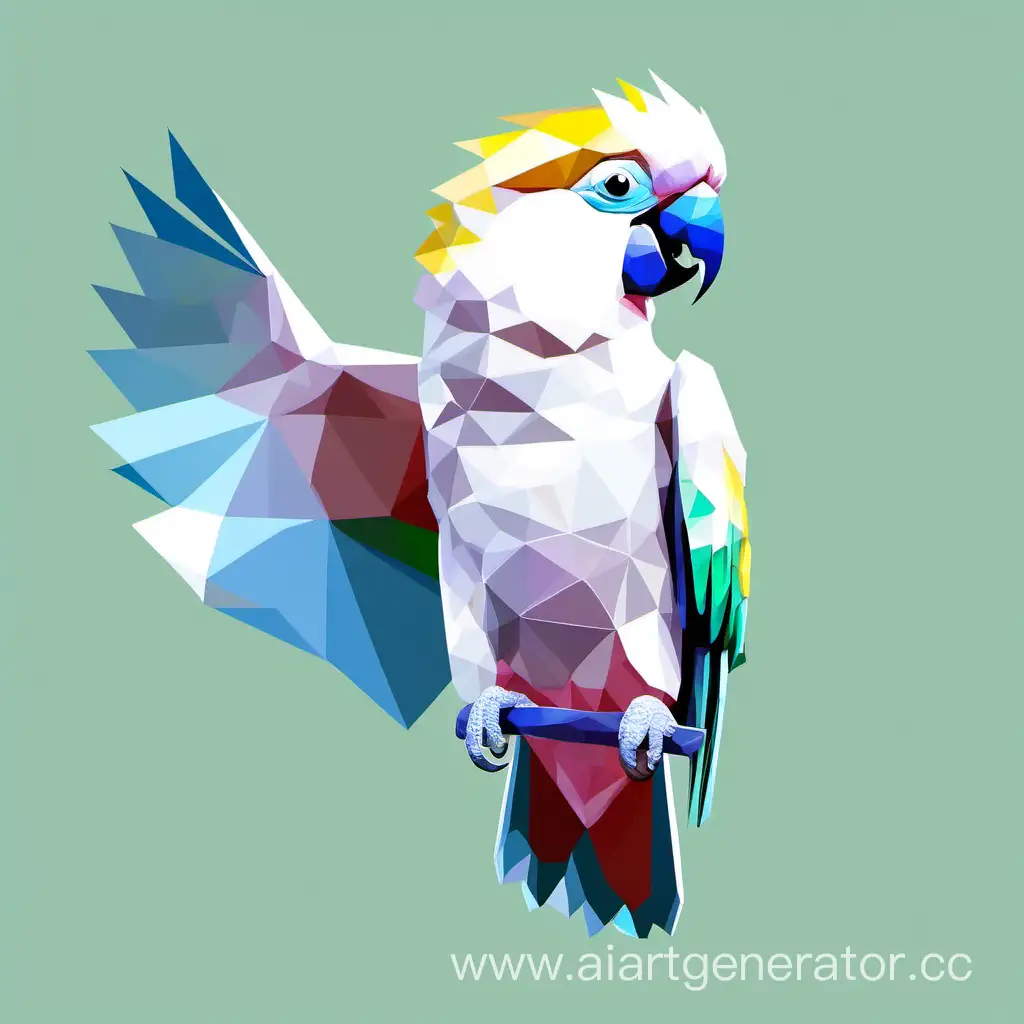 попугай какаду в полигональной технике без фона