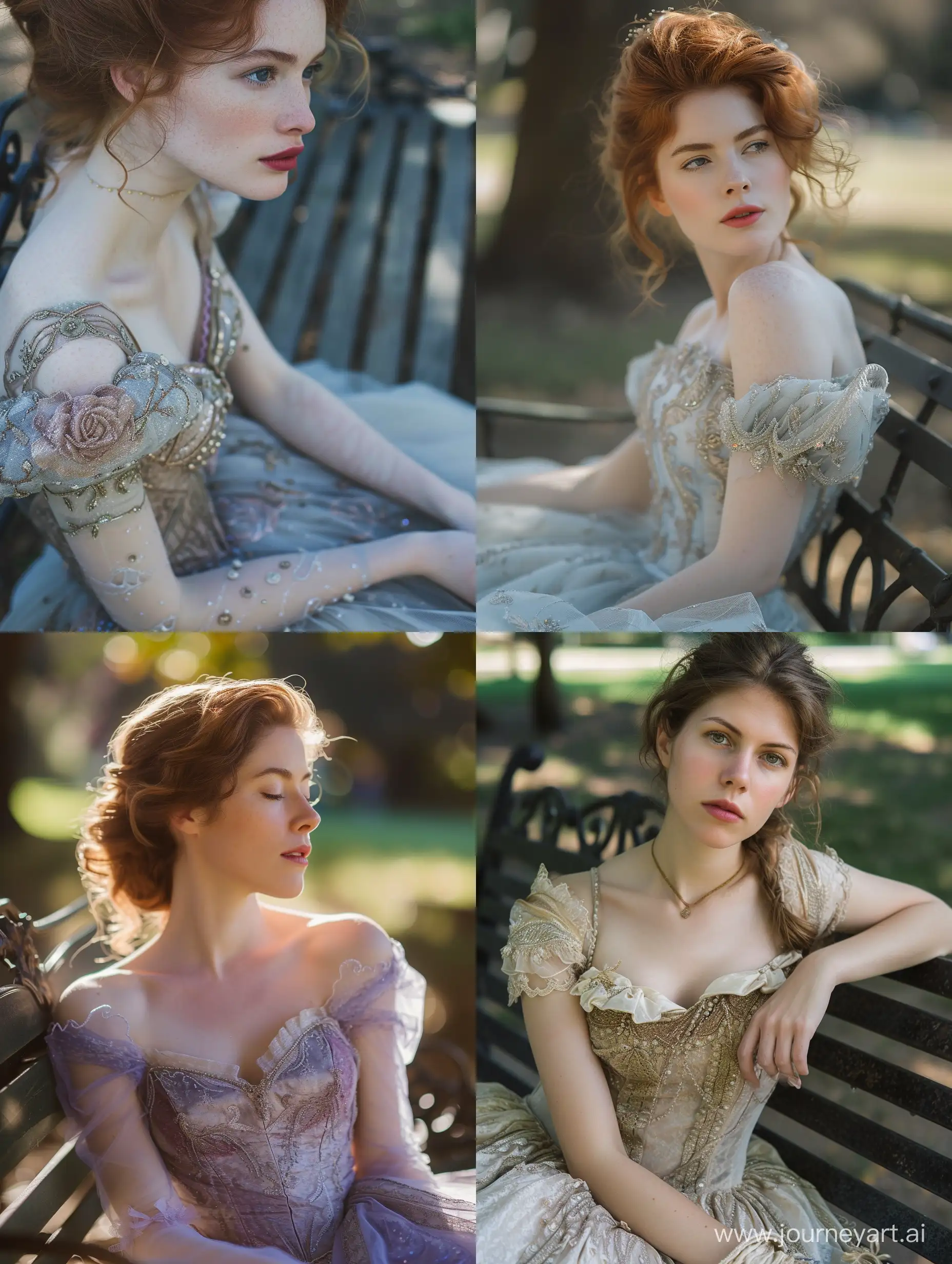 Amy-Adams-in-Enchanting-Princess-Dress-on-Park-Bench