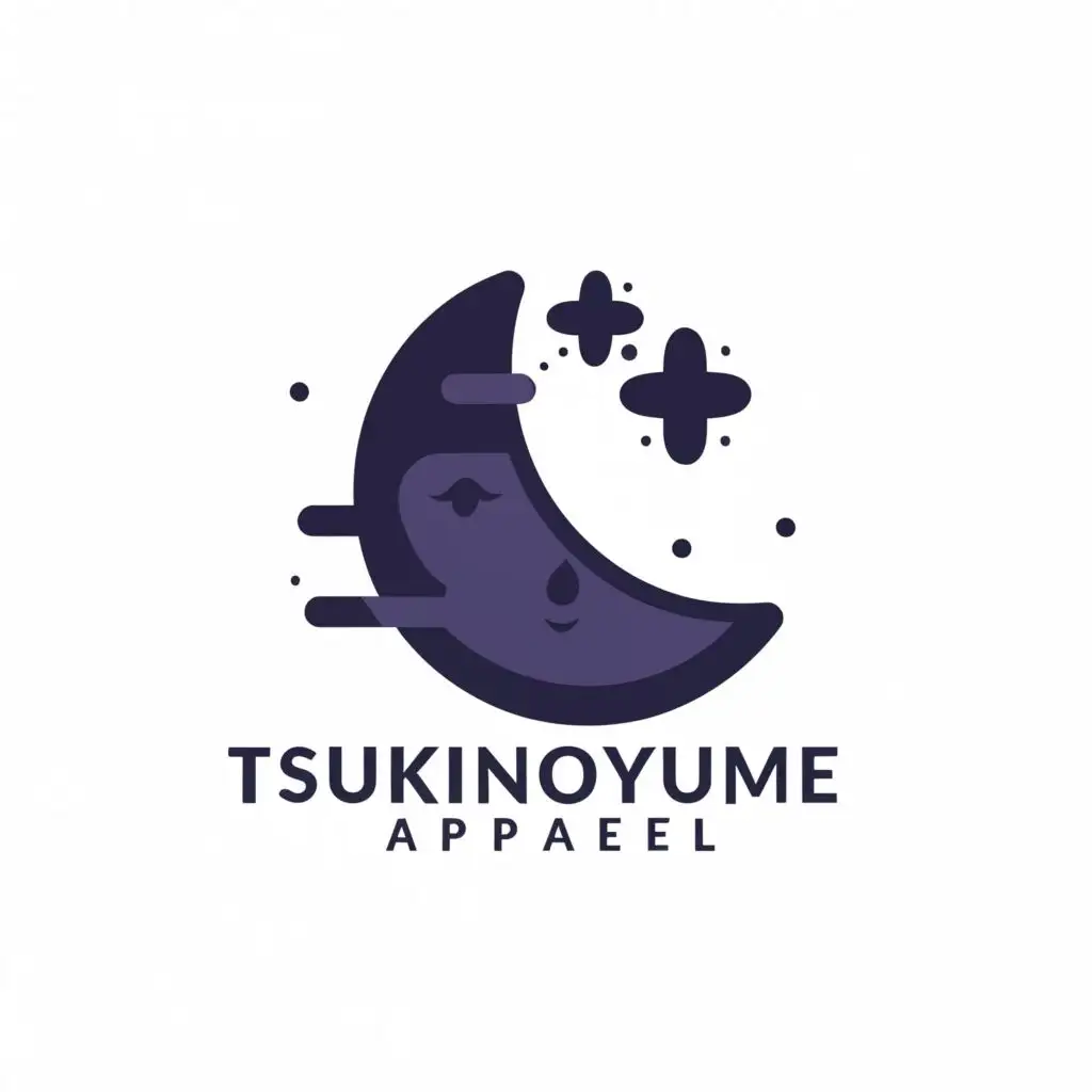 a logo design,with the text "TsukinoYume Apparel", main symbol:incorporate elements that convey elegance, dreams, and perhaps a hint of Japanese culture. Consider using colors that evoke the feeling of the night sky or dreams. Deep blues, purples, and blacks can work well. You might also consider incorporating gold or silver accents for a touch of luxury. Opt for a font style that is elegant yet modern. Think about incorporating a symbol or icon that represents the brand. It could be a crescent moon, a star, a stylized dreamcatcher, or something else that ties into the theme of dreams and the night sky.,Minimalistic,clear background