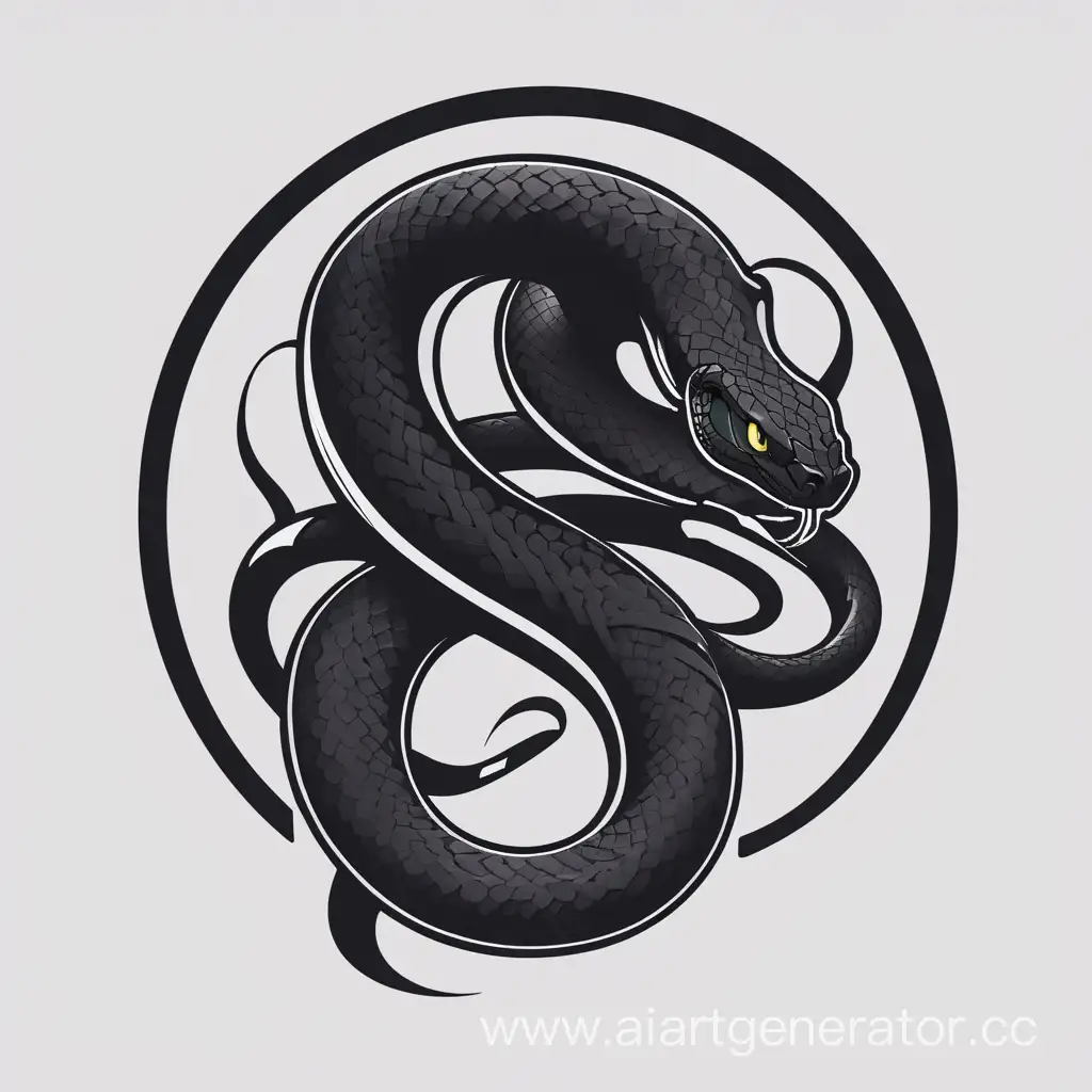Создай брутальный логотип с черной змеей  