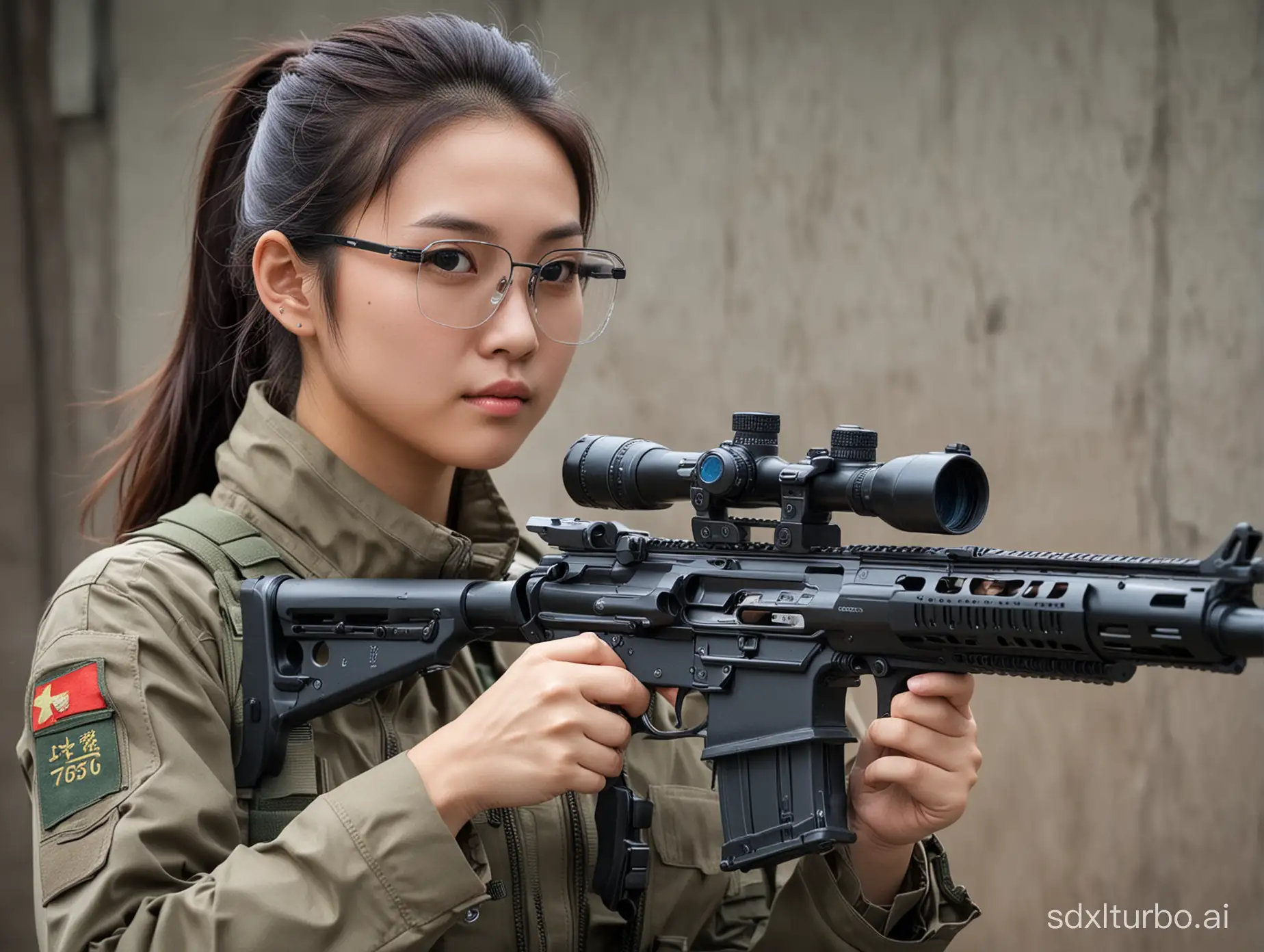 Chinese-Girl-with-Sniper-Rifle-and-Glasses-in-Futuristic-Style