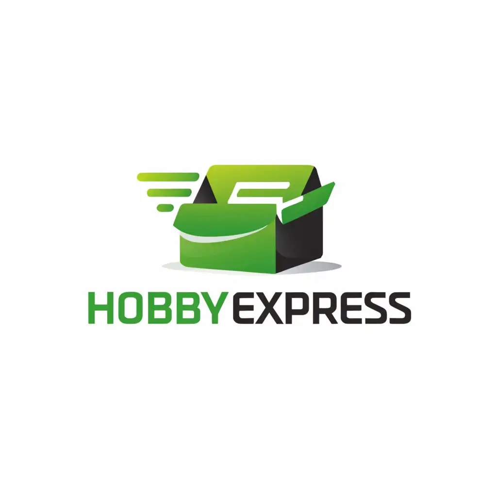 a logo design,with the text "HOBBY EXPRESS", main symbol:green text,Moderate,clear background