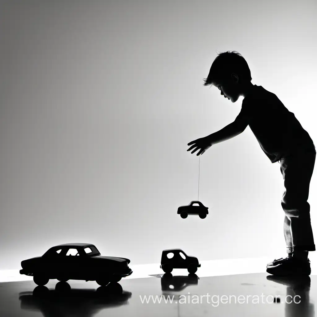 Playful-Silhouette-with-Toy-Car-in-Sunset